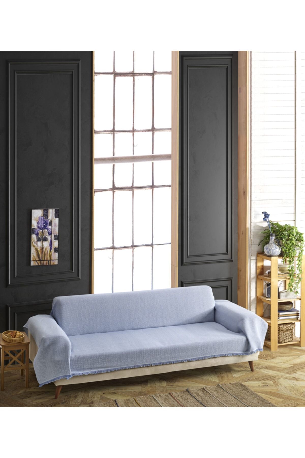 Lux Touch Assos B.mavi Chester Koltuk Örtüsü 180 X 300 Cm Buldan Dokuma Kanepe Çekyat Ortusu