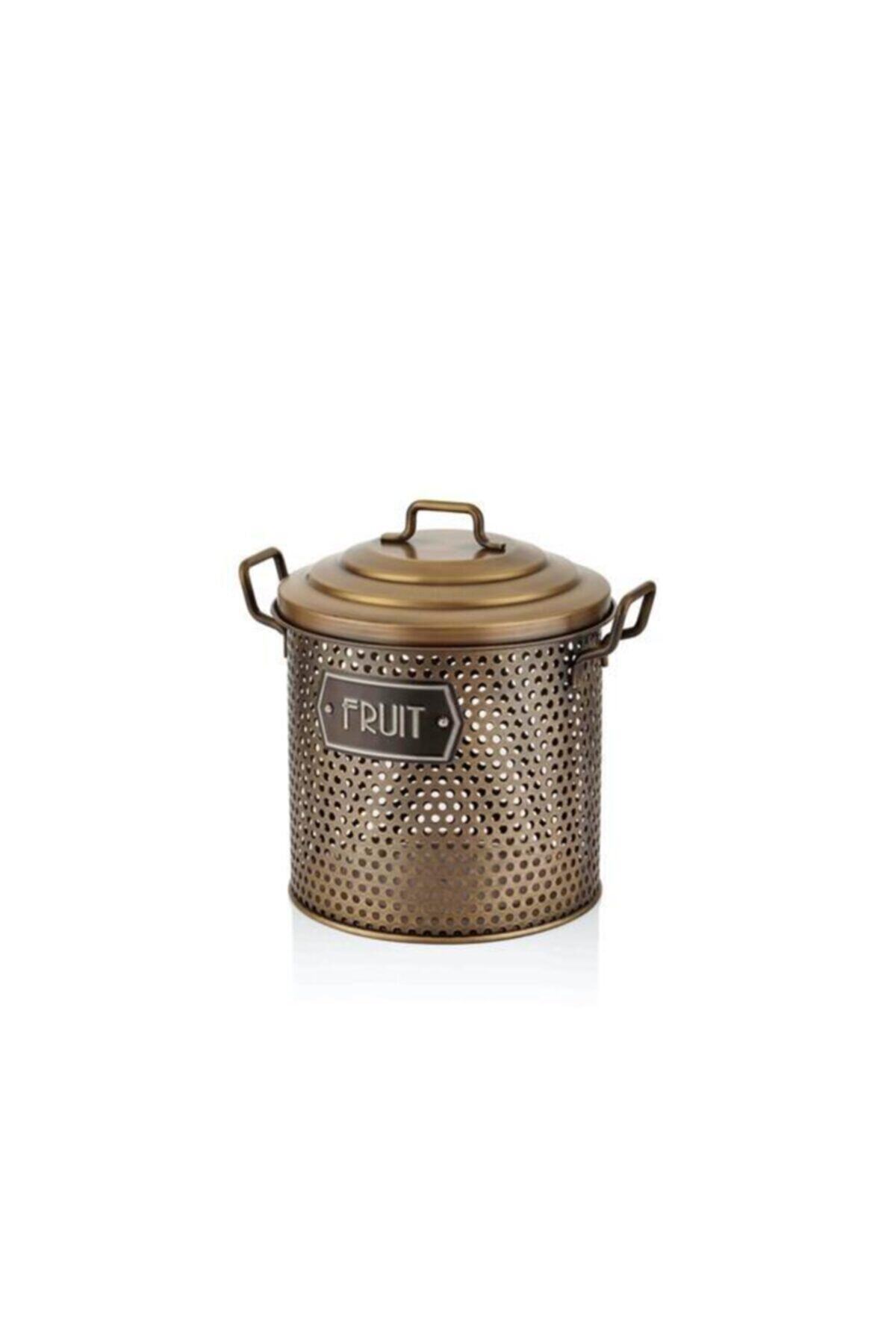 The Mia Meyve Saklama Kabı - 30x23x23cm Gold Kaplama