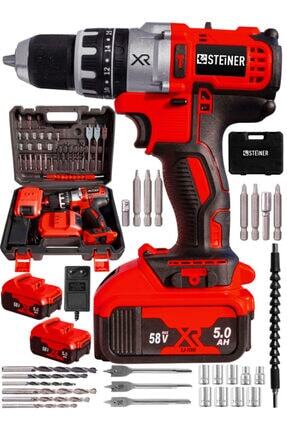 Germany Technology Darbeli 58 V 5 Ah Red Xr Li-ion Çift Akülü Şarjlı Vidalama Matkap Pro Set Image 0