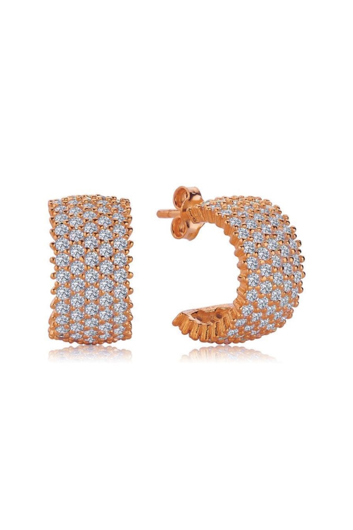 Crystal Diamond Zirconia Laboratuvar Pırlantası 5 Sıra Tamtur Küpe