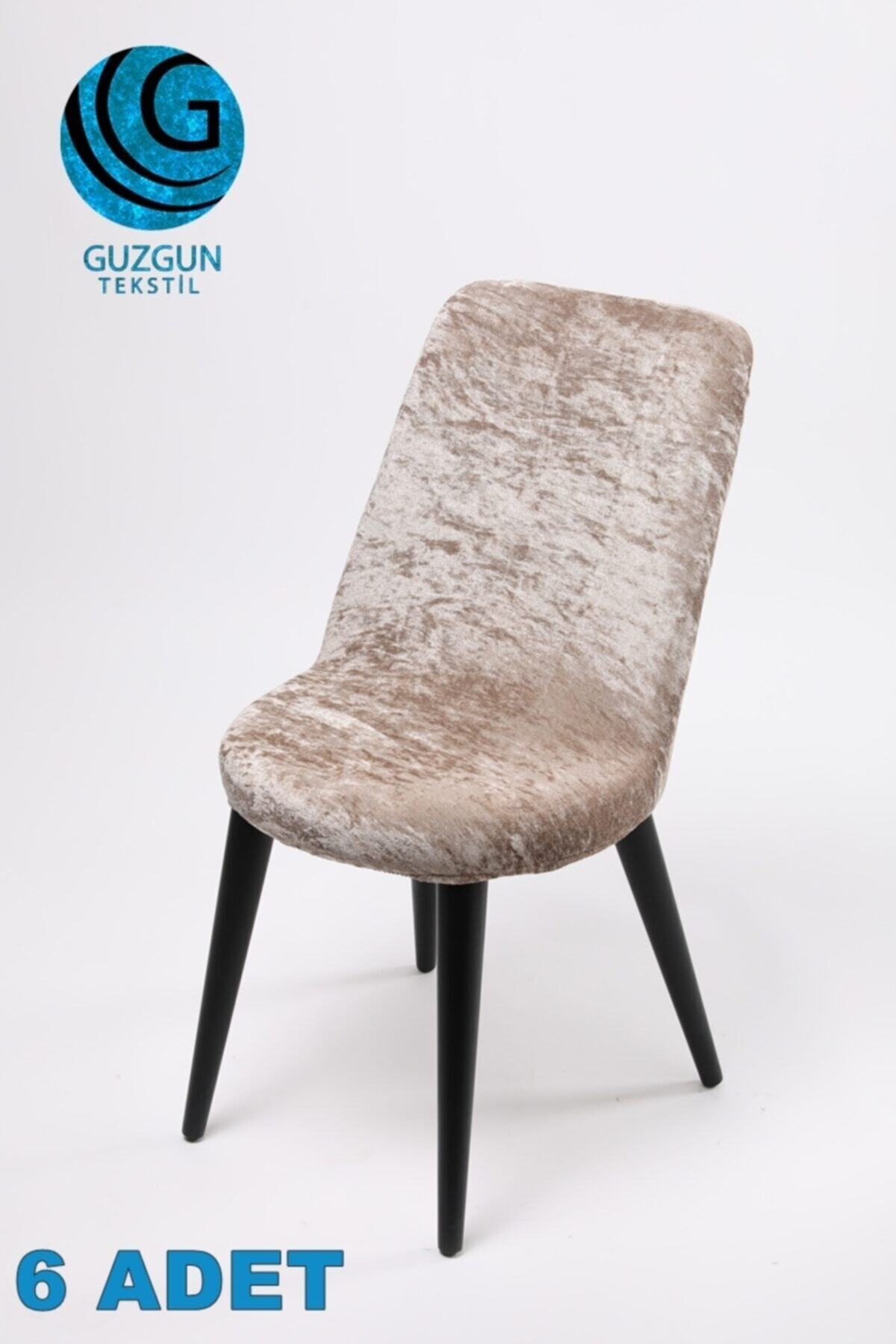 GUZGUN 6 Adet Vizon Yuvarlak Retro Sandalye Örtüsü Yıkanabilir A Kalite Kaymaz Yeni Moda Kalın Kadife