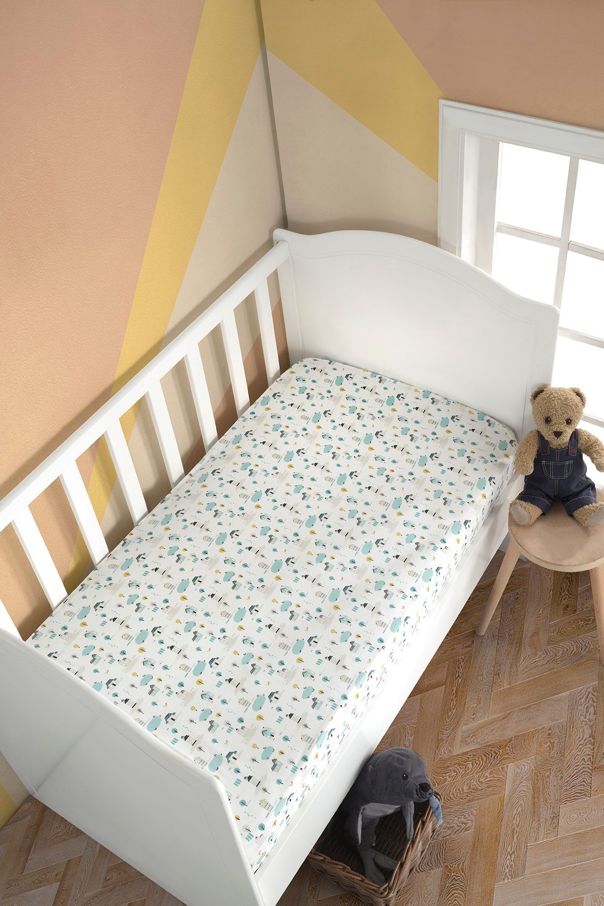 LADYNİL 70x140 Lastikli Bebek Çarşafı Ranforce Klube %100 Pamuk Anti Alerjik