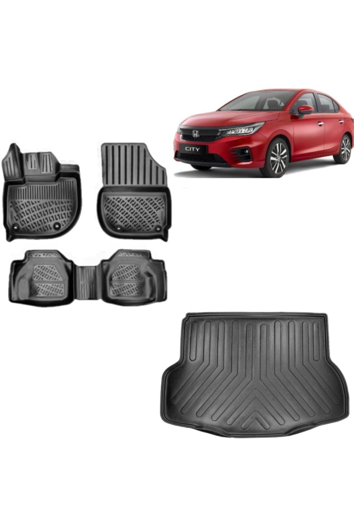Rizline Honda City 2021 ve Sonrası Paspas Takımı 3d Bagaj Havuzu