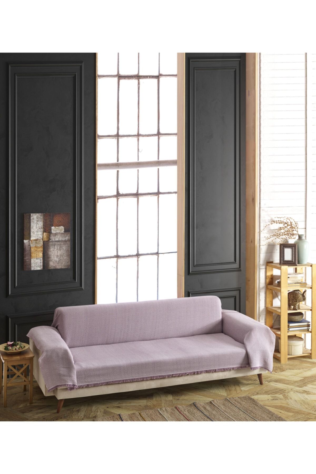 Lux Touch Assos Lila Chester Koltuk Örtüsü 180 X 300 Cm Buldan Dokuma Kanepe Çekyat Ortusu