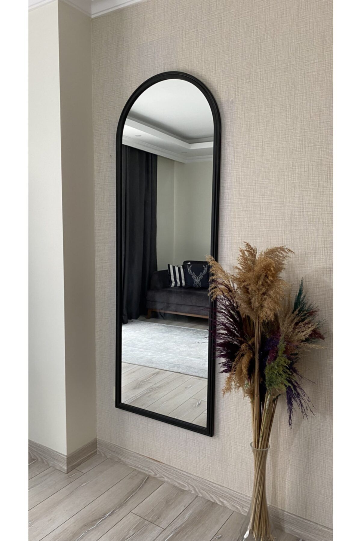 Ersan Dizayn Fuga Siyah Oval Boy Aynası Duvara Monte 60x170 cm