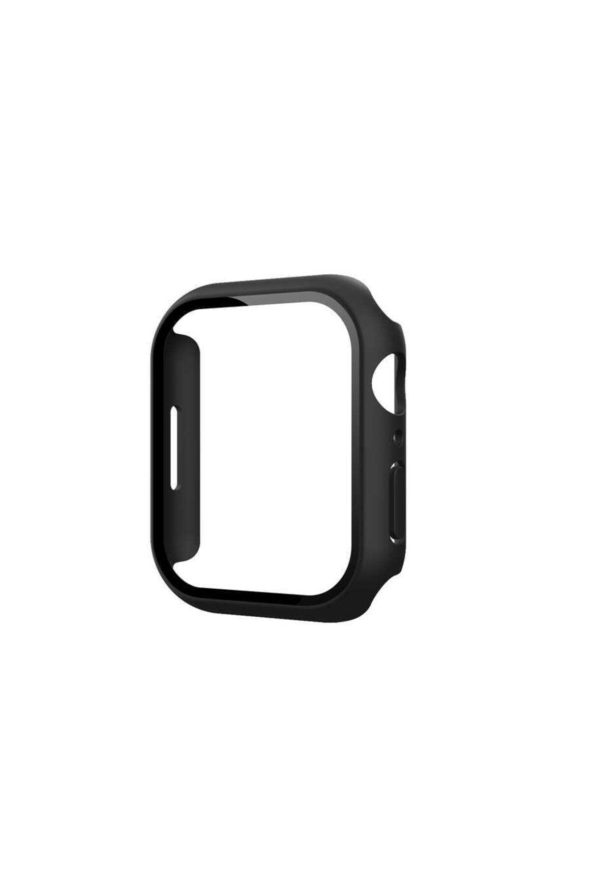 Apple Watch Seri 7 45mm Uyumlu Nezih Case Kasa Ve Ekran Koruyucu Siyah