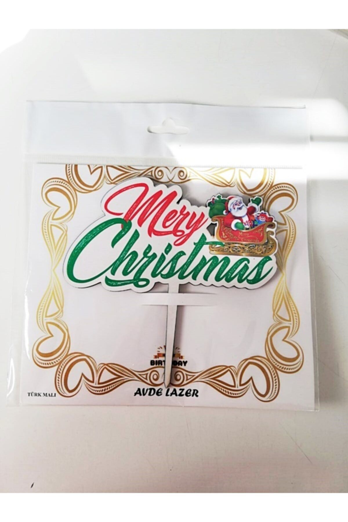 öztürkler Yılbaşı Marry Christmas Yazılı Pasta Üzeri Ahşap Yazı