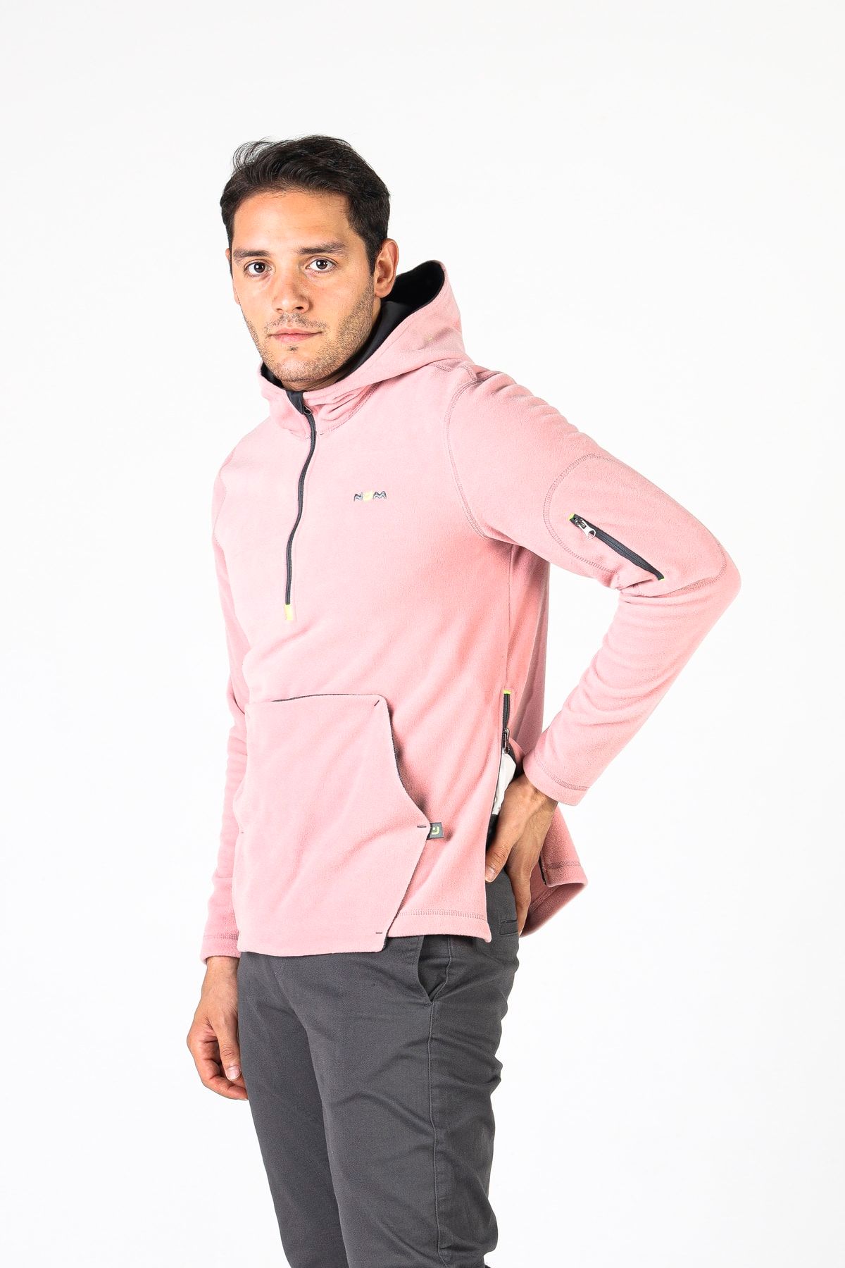 NJM Polar Pudra Yarım Ve Yan Fermuar Sweatshirt Slim Feet