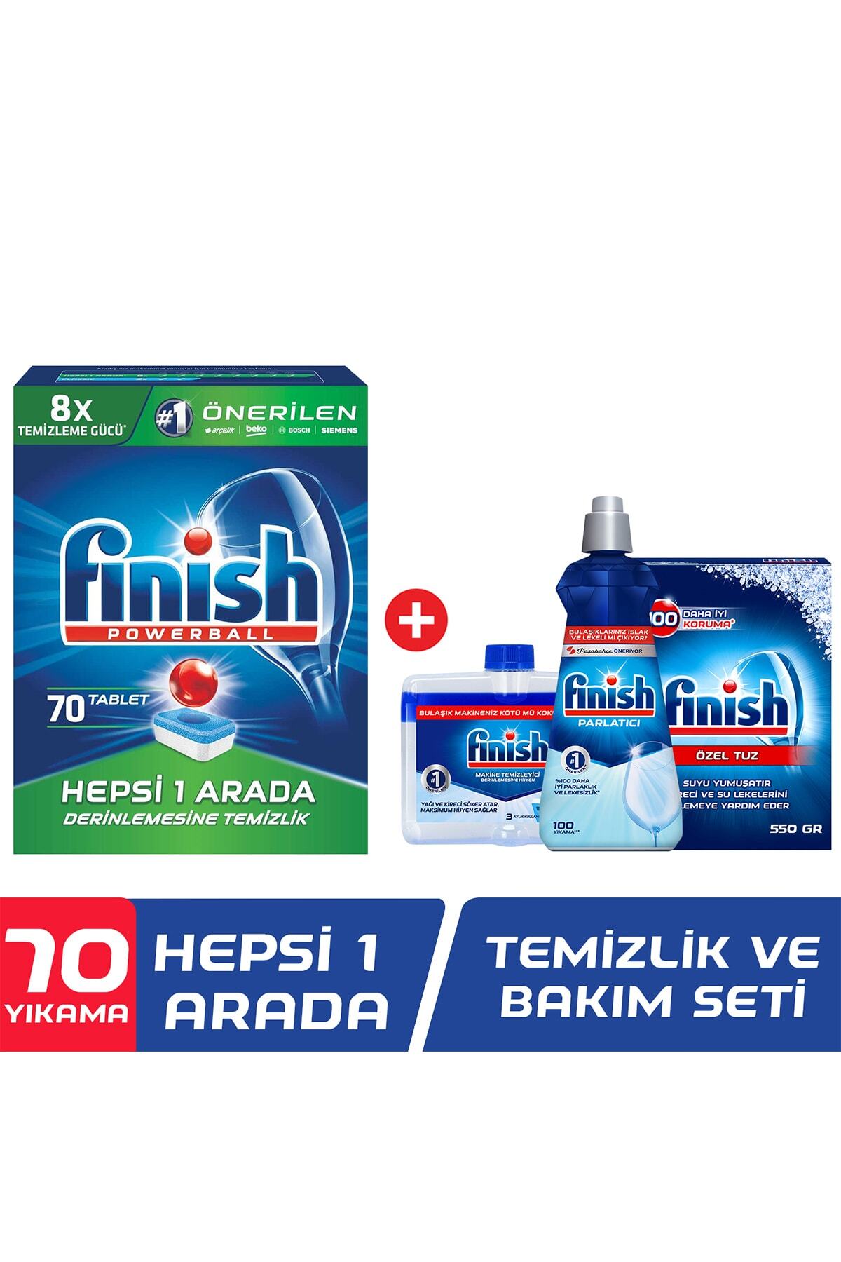Finish Hepsi Bir Arada 70'li Tablet Bulaşık Makinesi Deterjanı + Temizlik Ve Bakım Seti