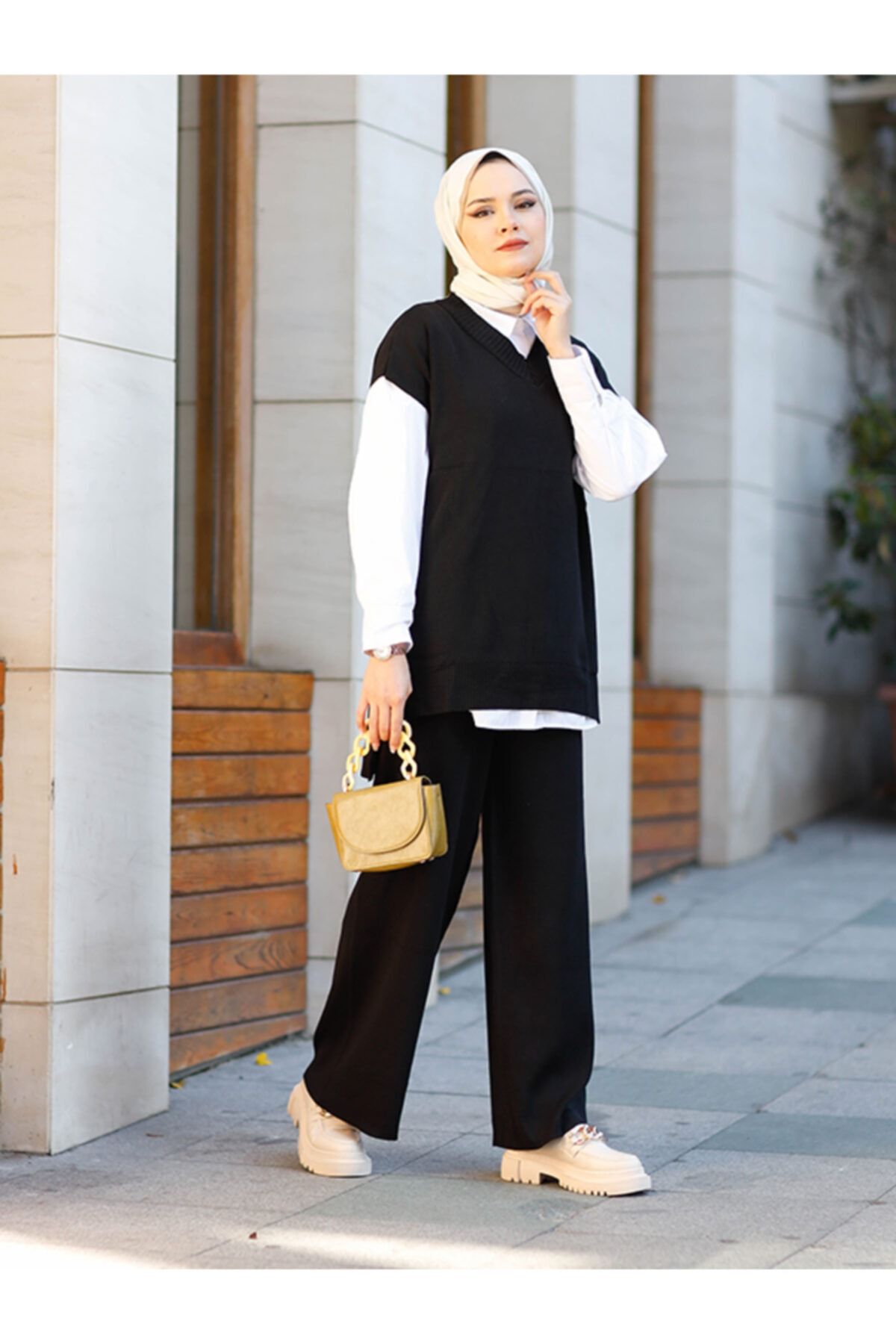 Rimel Moda Süveter Takım Siyah
