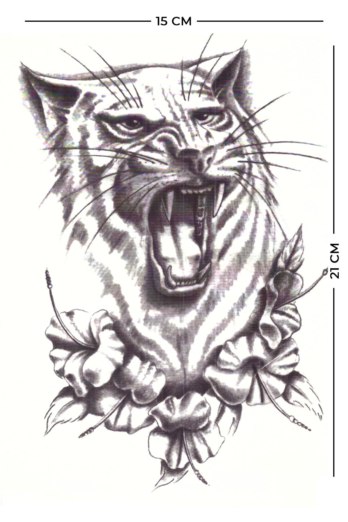 Store&Tattoo Dişli Kaplan Geçici Dövme Orta Boy 21x15 Cm