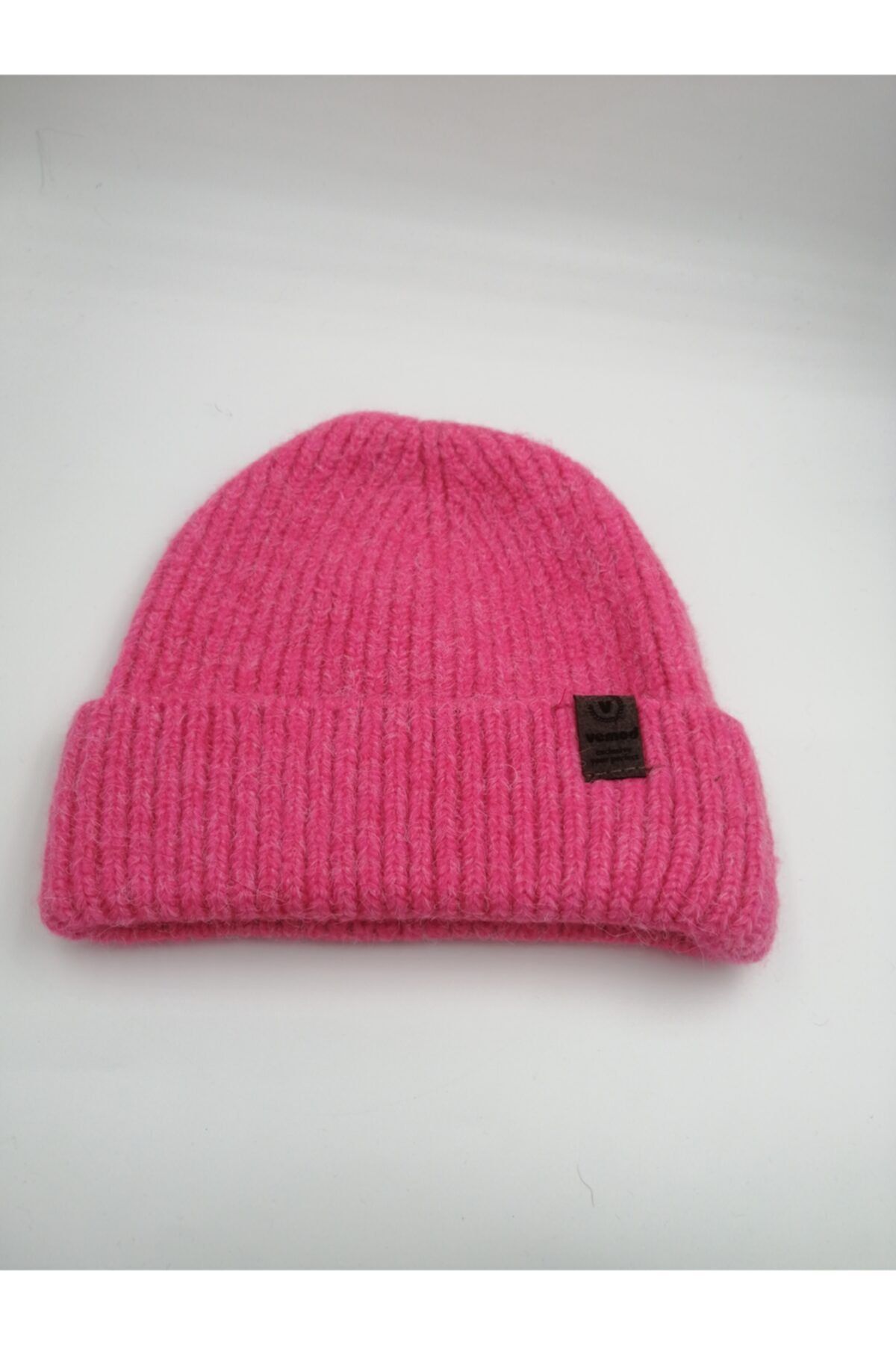 by.accessoriess Pembe Tiftik Katlamalı Triko Düz Bere