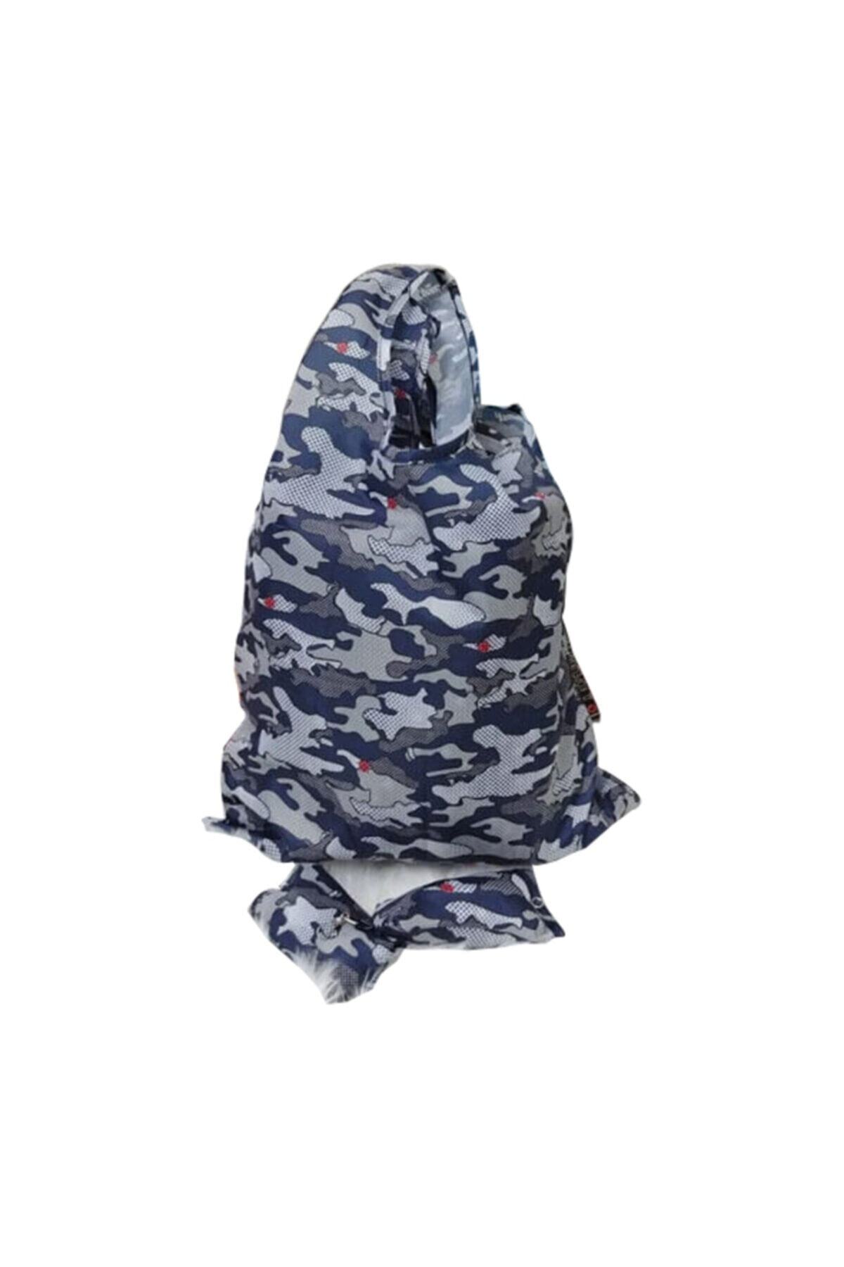 Doğal Bez Çanta Yeni Anahtarlık Katlanan Katlanabilir Market Pazar Piknik Plaj Bez Çantası Kamuflaj 39cm X 60cm