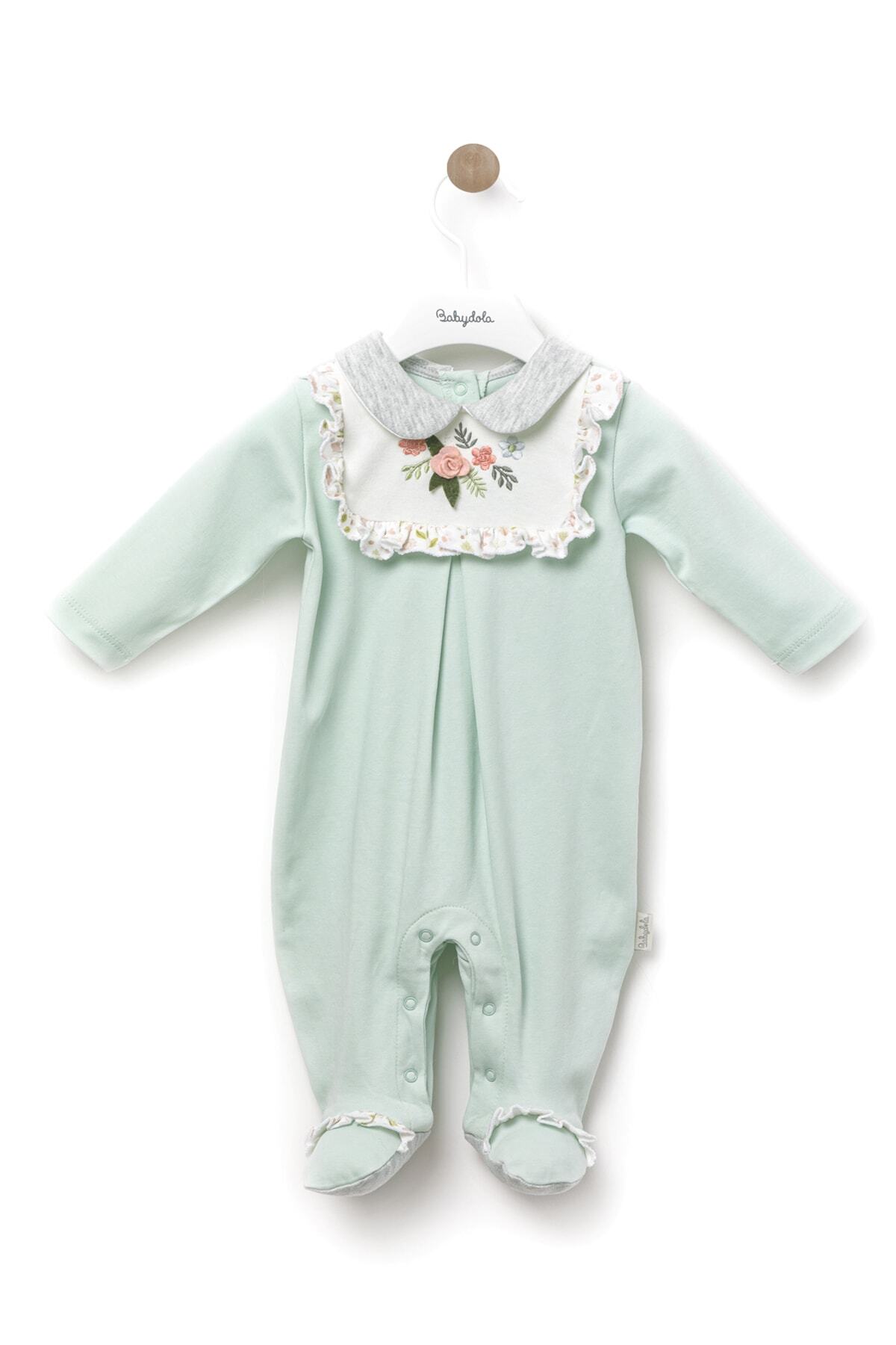 Babydola %100 Pamuklu Kız Bebek Çiçekli Patikli Tulum