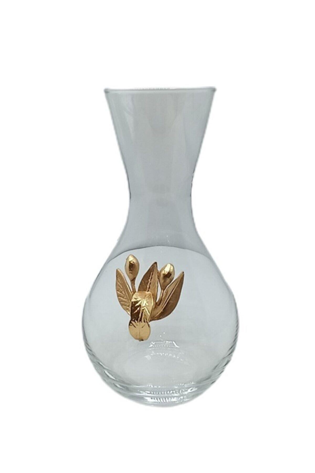 RAVİ Zeytindali Aplikli Dekoratif Cam Karaf 1000 Ml