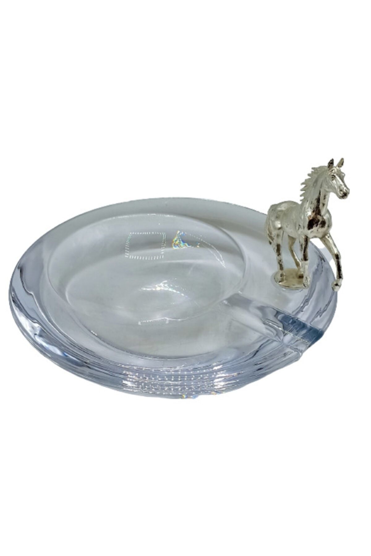 RAVİ Atlı Yuvarlak Cam Dekoratif Puro Küllük 4x19 Cm