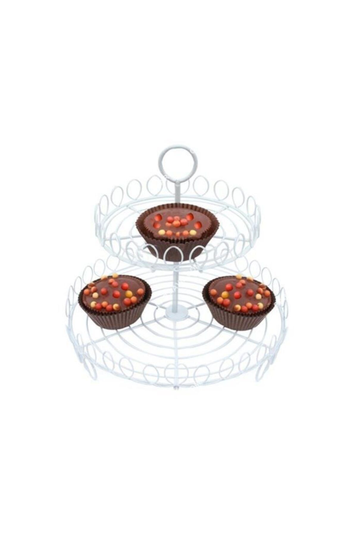 alsepeteavm Alsepetavm Metal Cupcake Standı 2 Katlı Beyaz Kek Standı