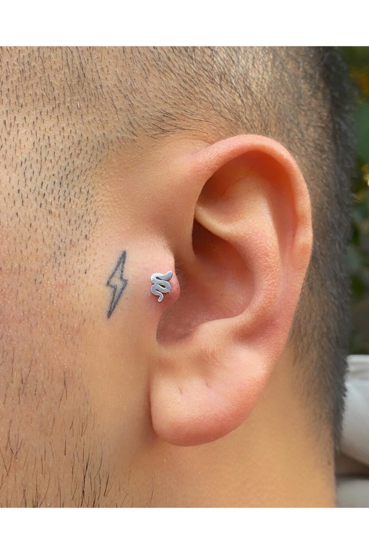 TAKIKRALI Unisex Tassız Yılan Model Cerrahi Çelik Tragus Helix Kulak Piercing