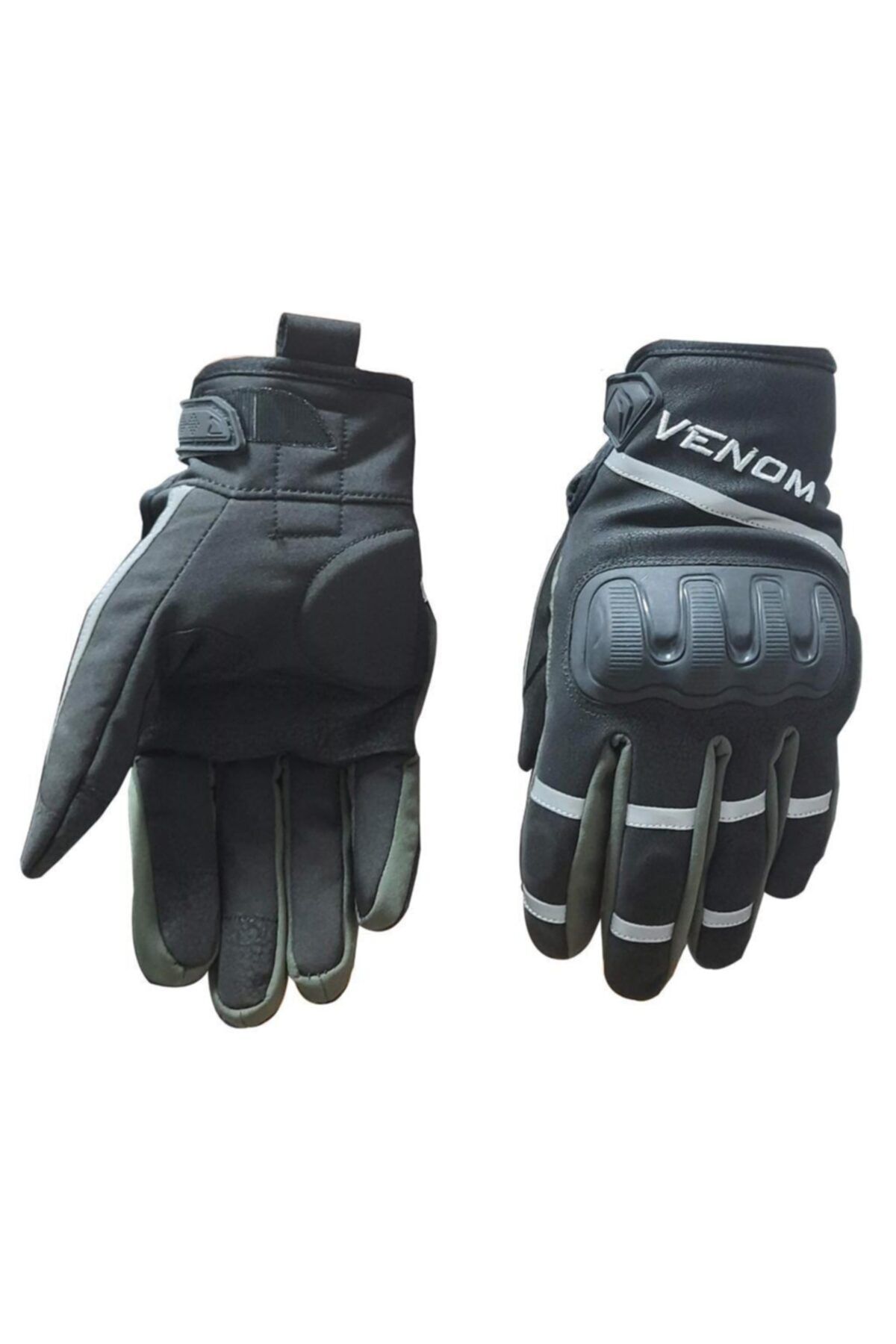VENOM Vn9010 Softshell Korumalı Motosiklet Eldiveni Haki Yeşil Siyah