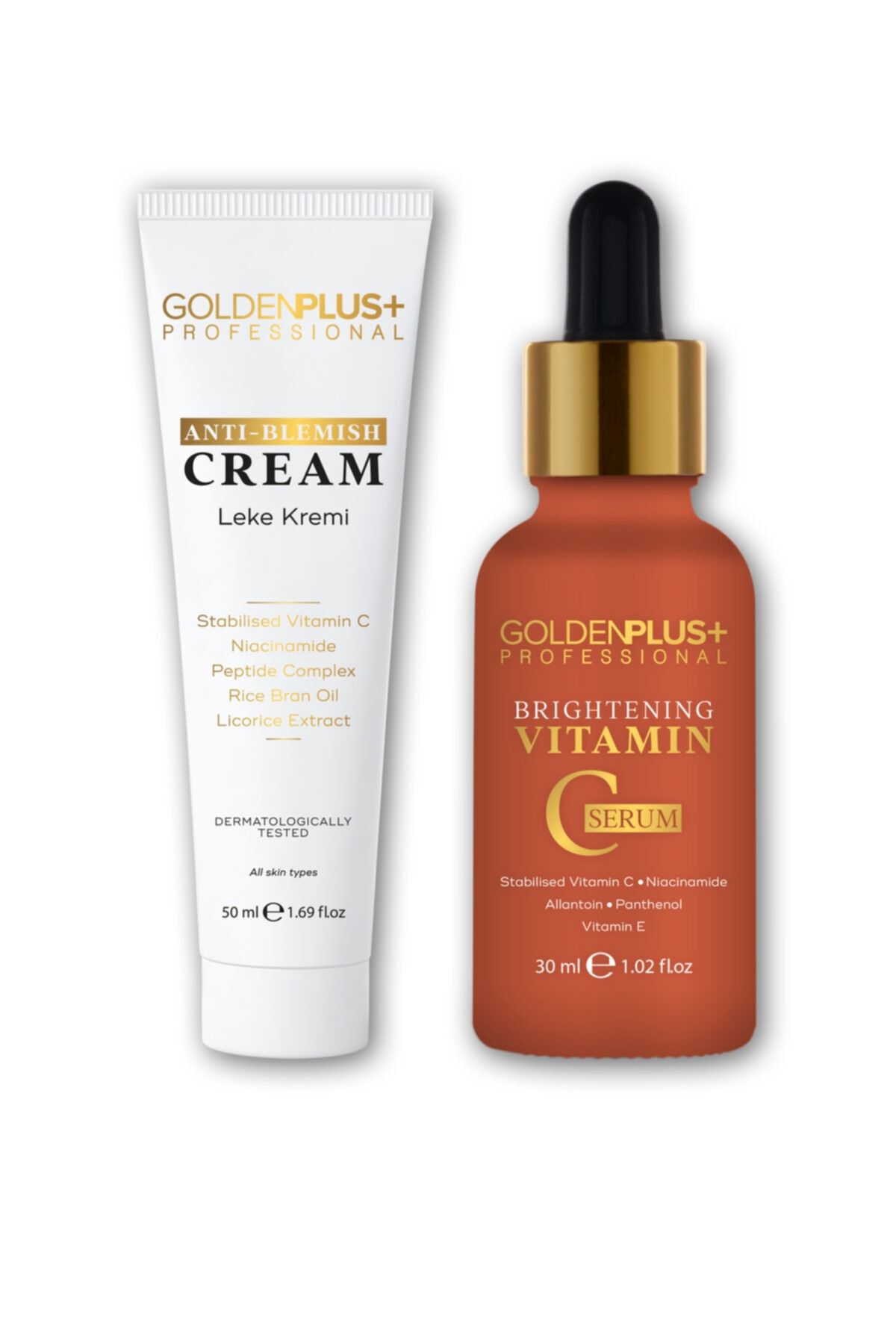 GoldenPlus Golden Plus Cilt Bakım Seti (c Vitamini Serum 30 Ml + Leke Kremi 50 Ml)