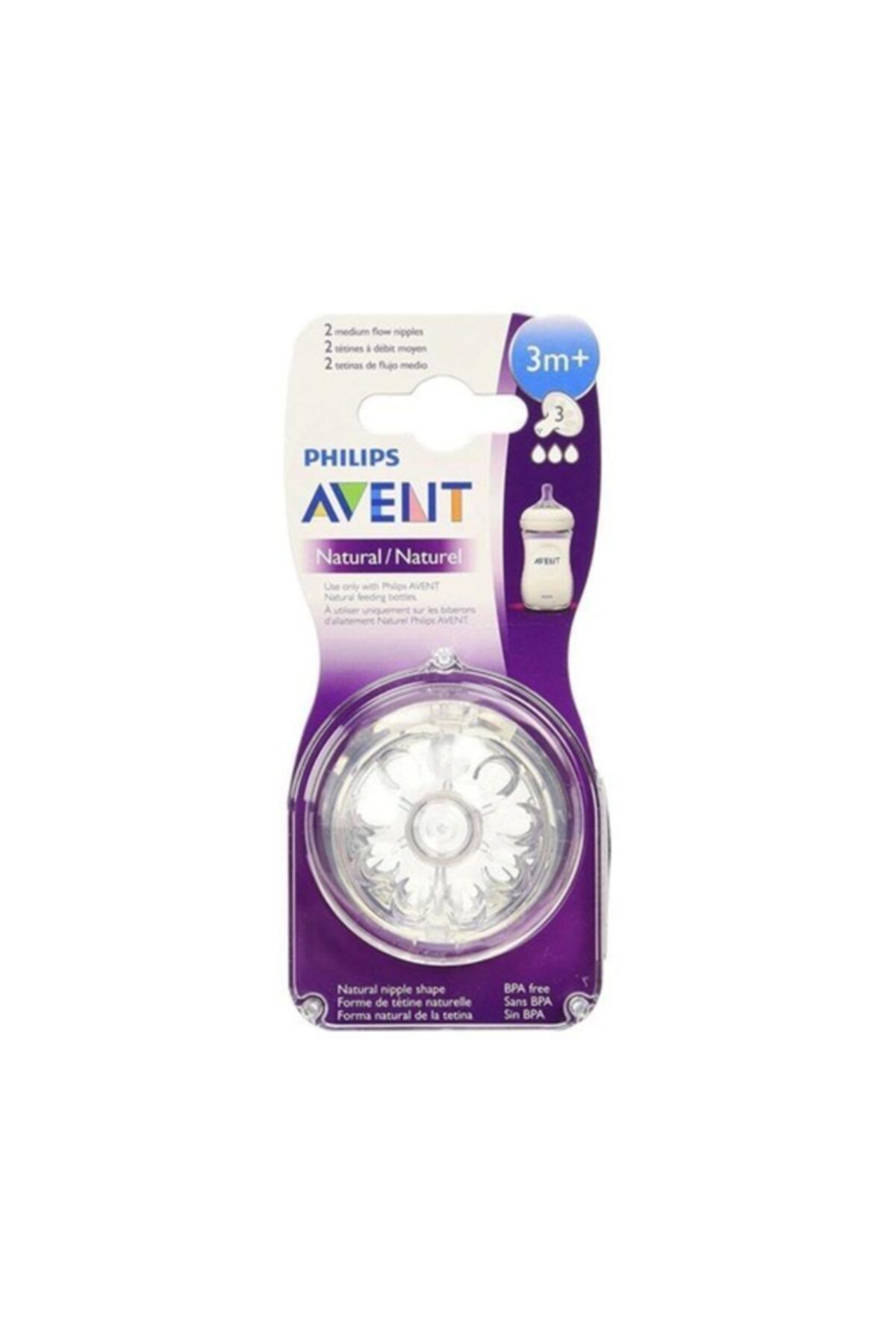 AVENT Scf043/27 Natural Biberon Emziği İkili Orta Akışlı 3m+