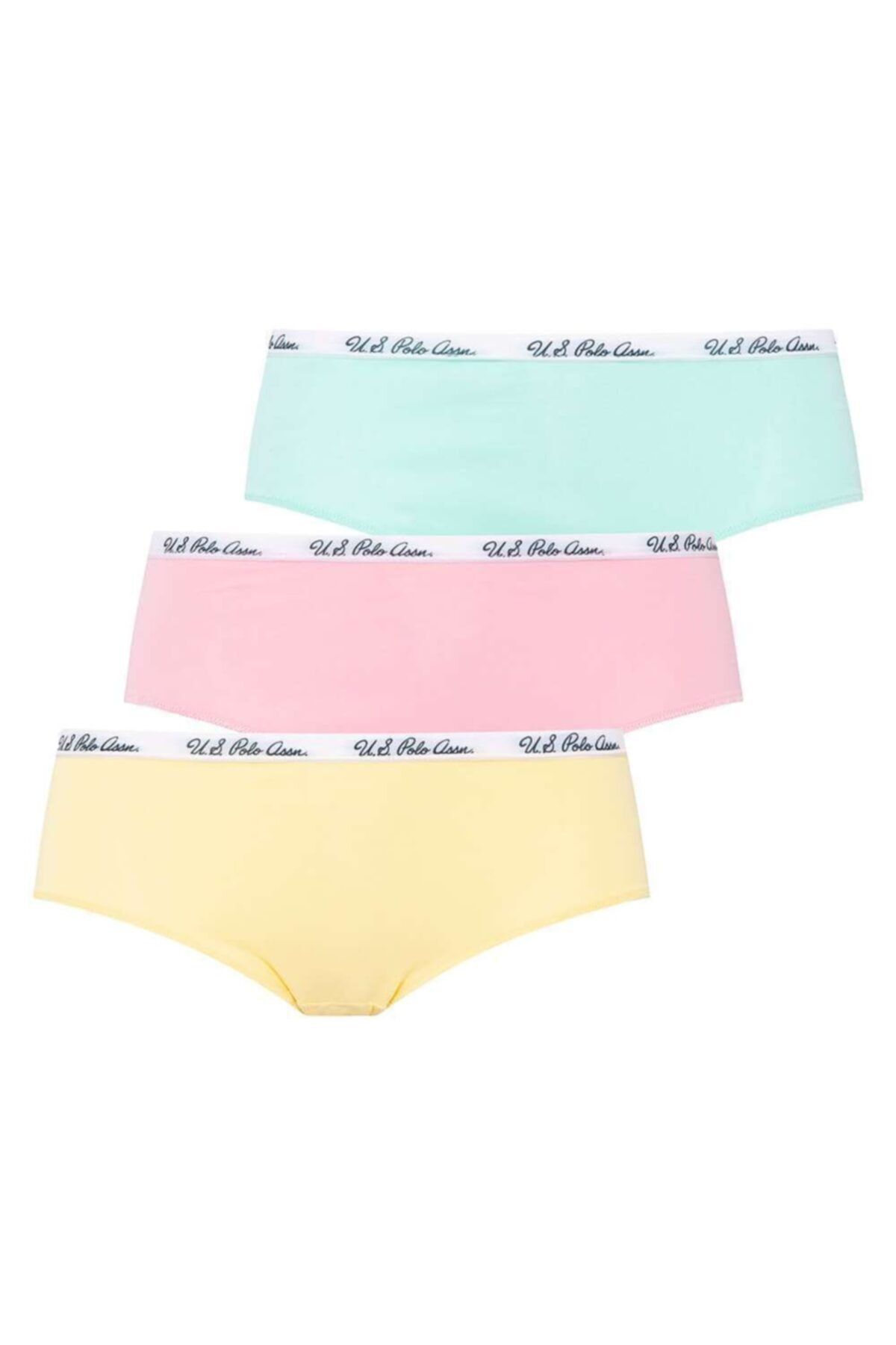 U.S. Polo Assn. Kadın Mint - Sarı - Pembe 3 Lü Şort