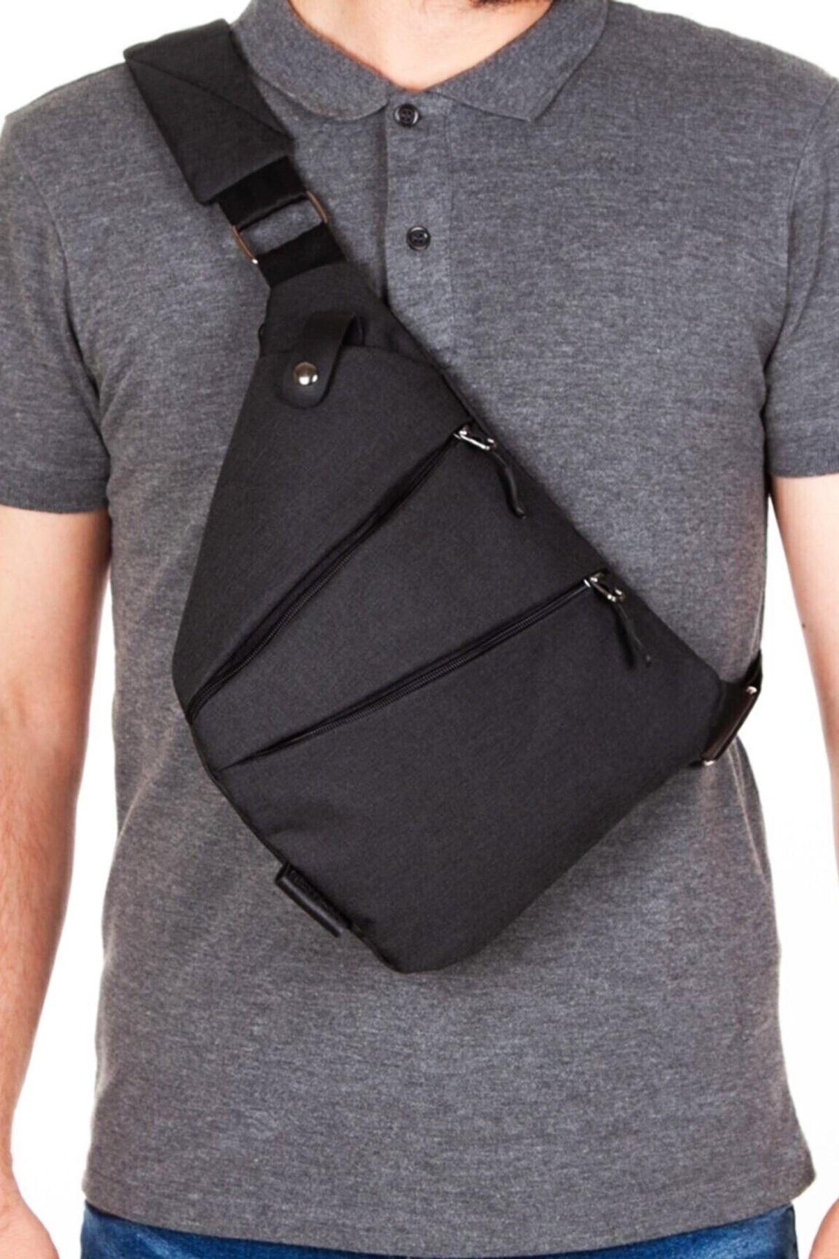 Av A Dos Unisex Siyah Kumaş Bel Ve Çapraz Askılı Çanta Göğüs Seyahet Günlük Bodybag