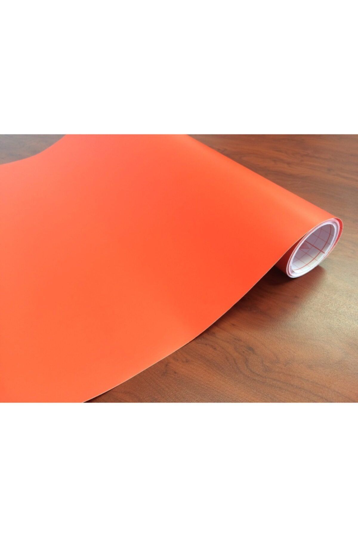 Baskı Madeni Mat Turuncu ( 122 X 6 Metre) Kendinden Yapışkanlı Folyo.