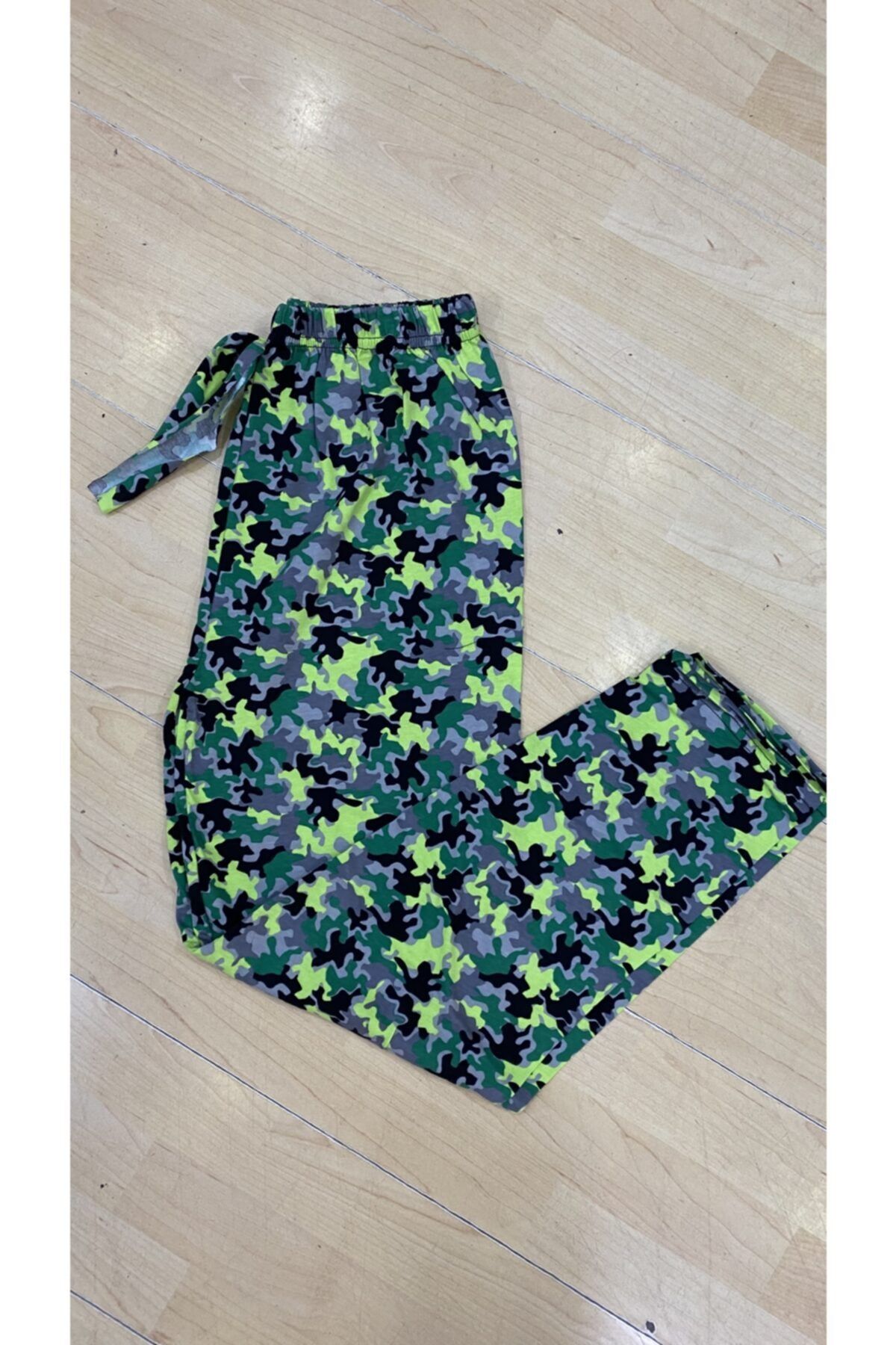Şendil Tek Alt Pijama Desenli Likralı Pamuk