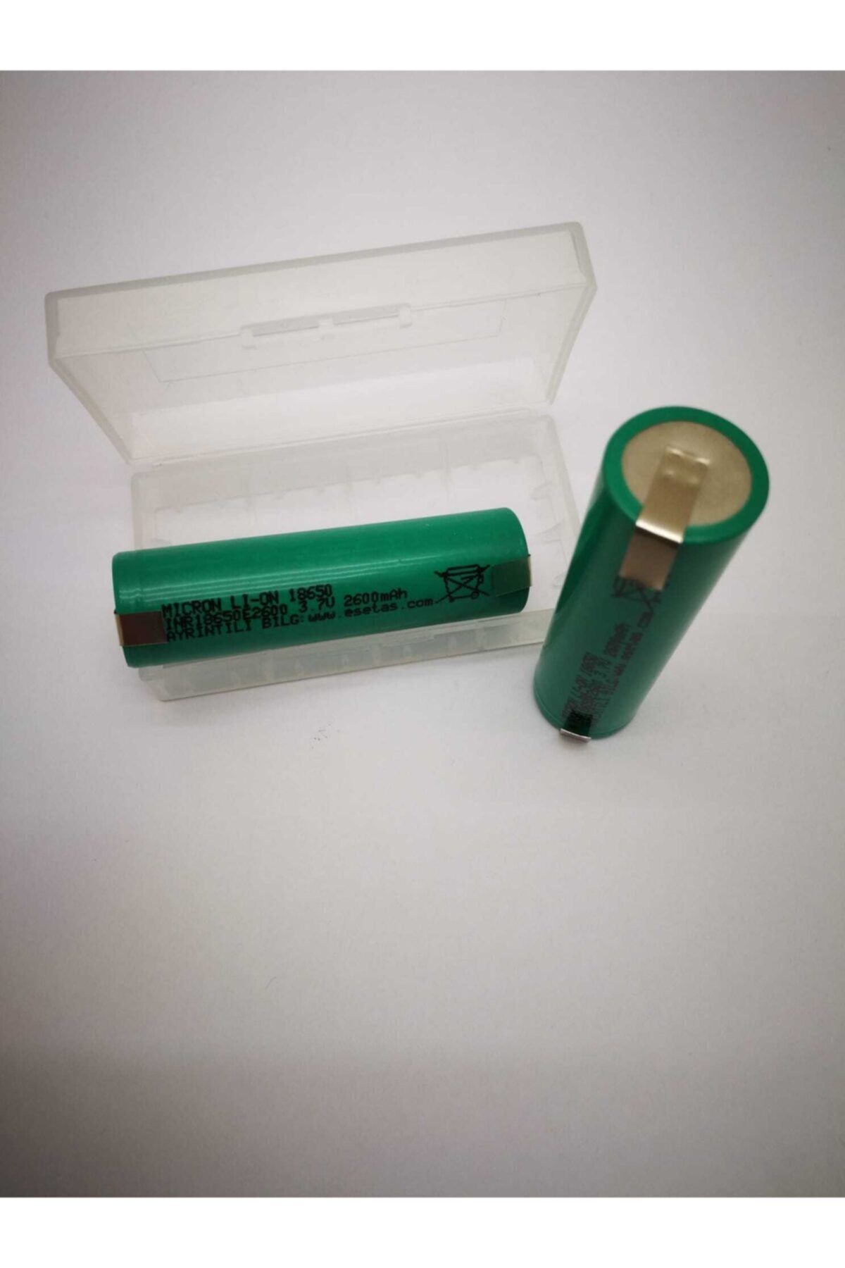 Micron 18650 3.7volt 2600 Mah Lityum Lion Başsız Puntalı Pil Mıcron (2 Adet Pil 1 Adet Pil Kutusu)