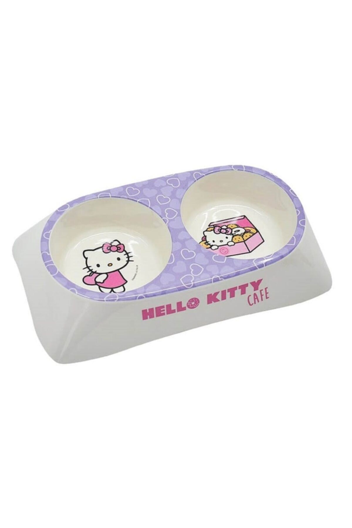 Hello Kitty Ikili Melamin Kedi Mama Ve Su Kabı 2 X 10 Cm Lila