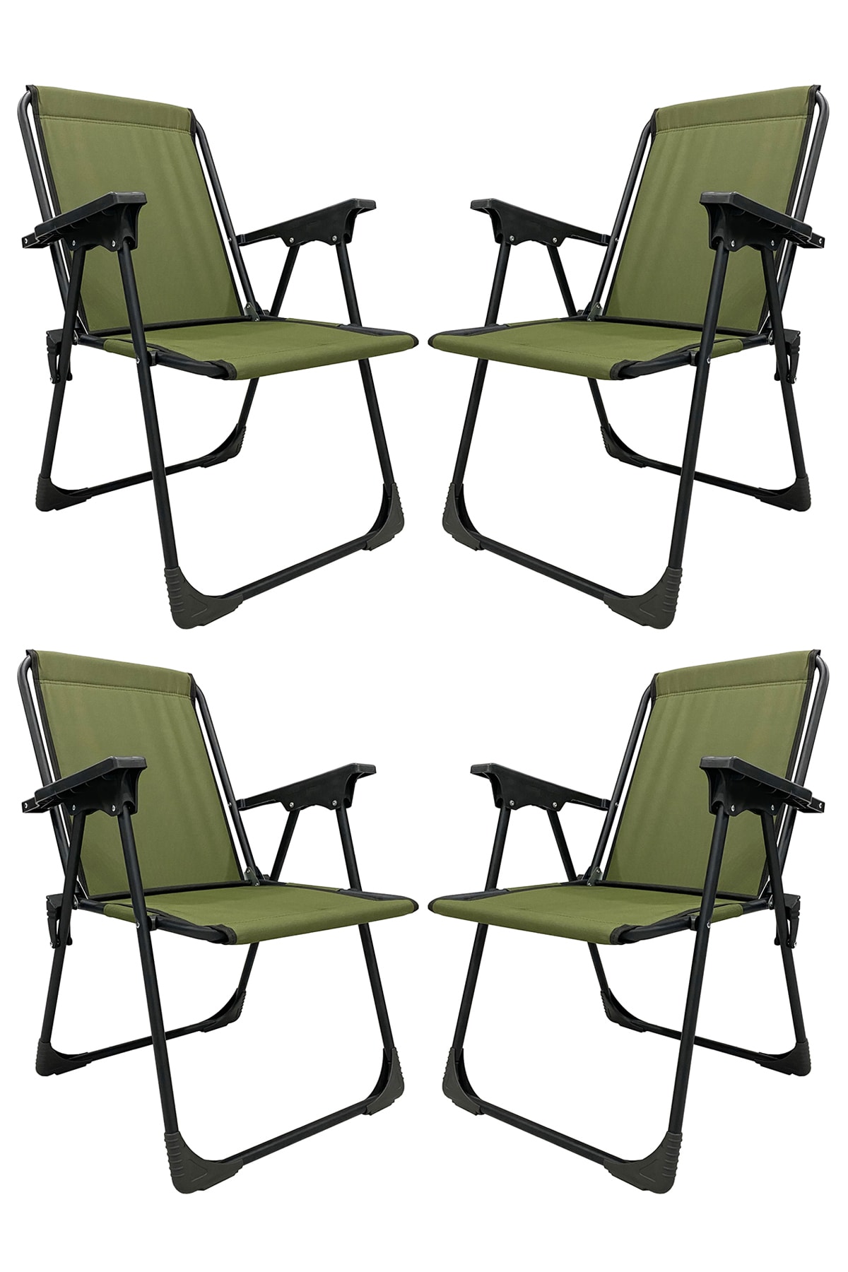 moniev 4 Adet Katlanır Kamp Sandalyesi Piknik Koltuğu Plaj Şezlongu Yeşil