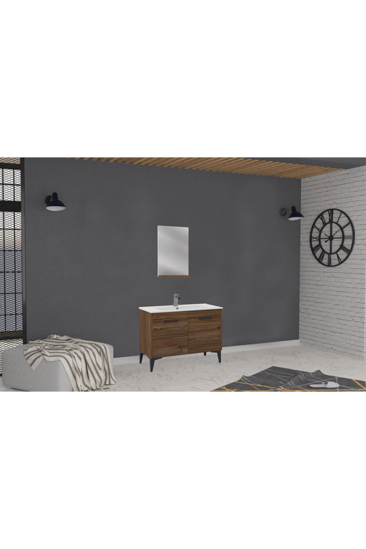 triomodül Banyo Dolabı 100'lük Mdf