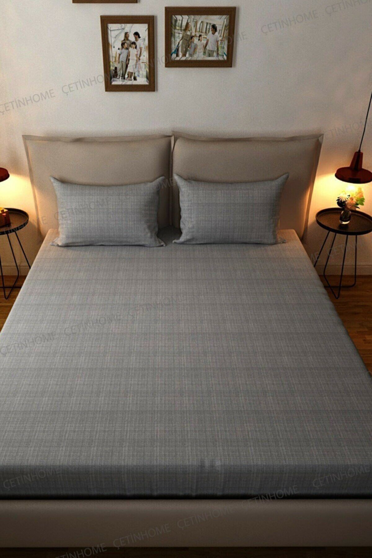 JUNG 100x200 Cm Tek Kişilik Pamuklu Ranforce Kumaş Düz Renk Fitted Penye Lastikli Çarşaf Takımı