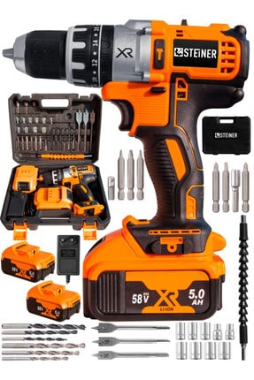 Germany Technology Darbeli 58 V 5ah Trnc Xr Li-ion Çift Akülü Şarjlı Vidalama Matkap Pro Set Image 0