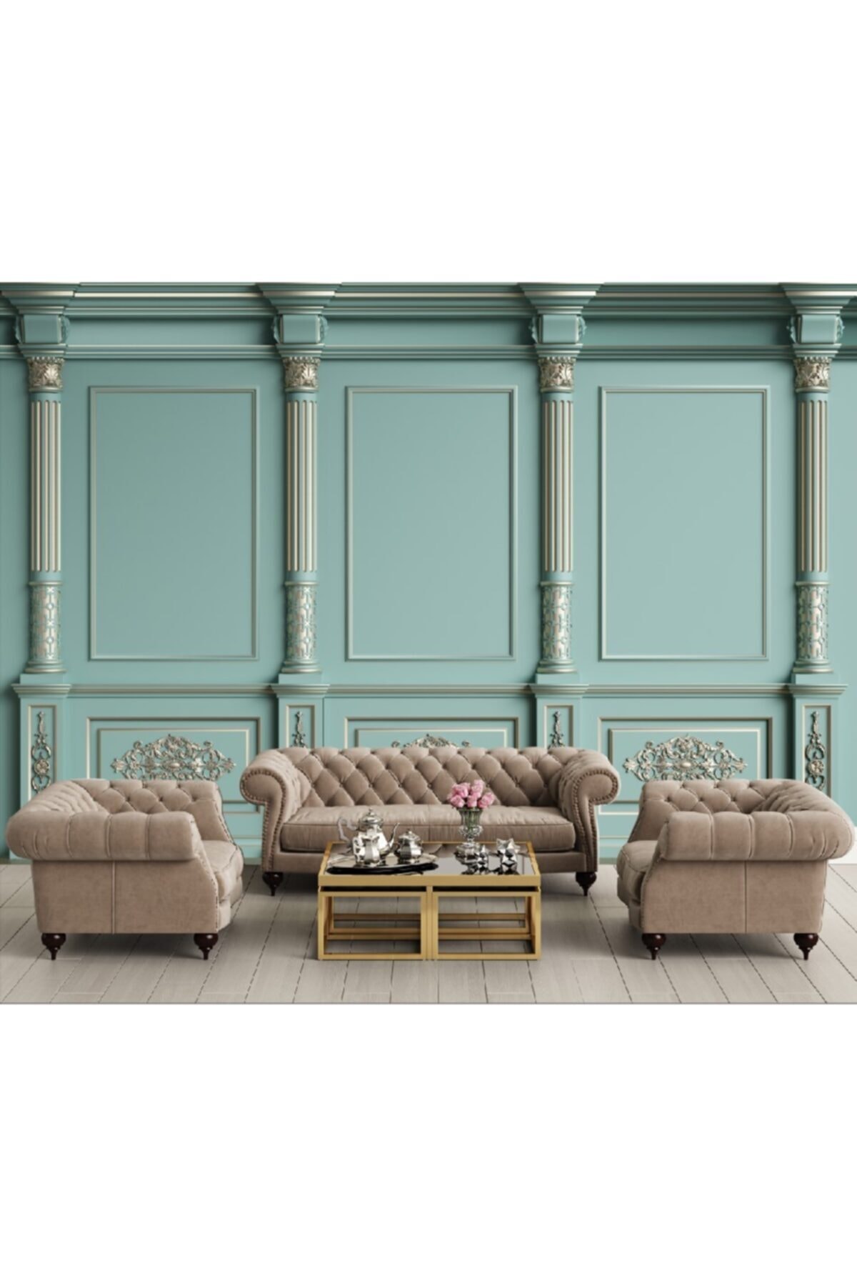 umut gergi tavan 3 Boyutlu Sutün Desenli Tek Parça Duvar Kağıdı