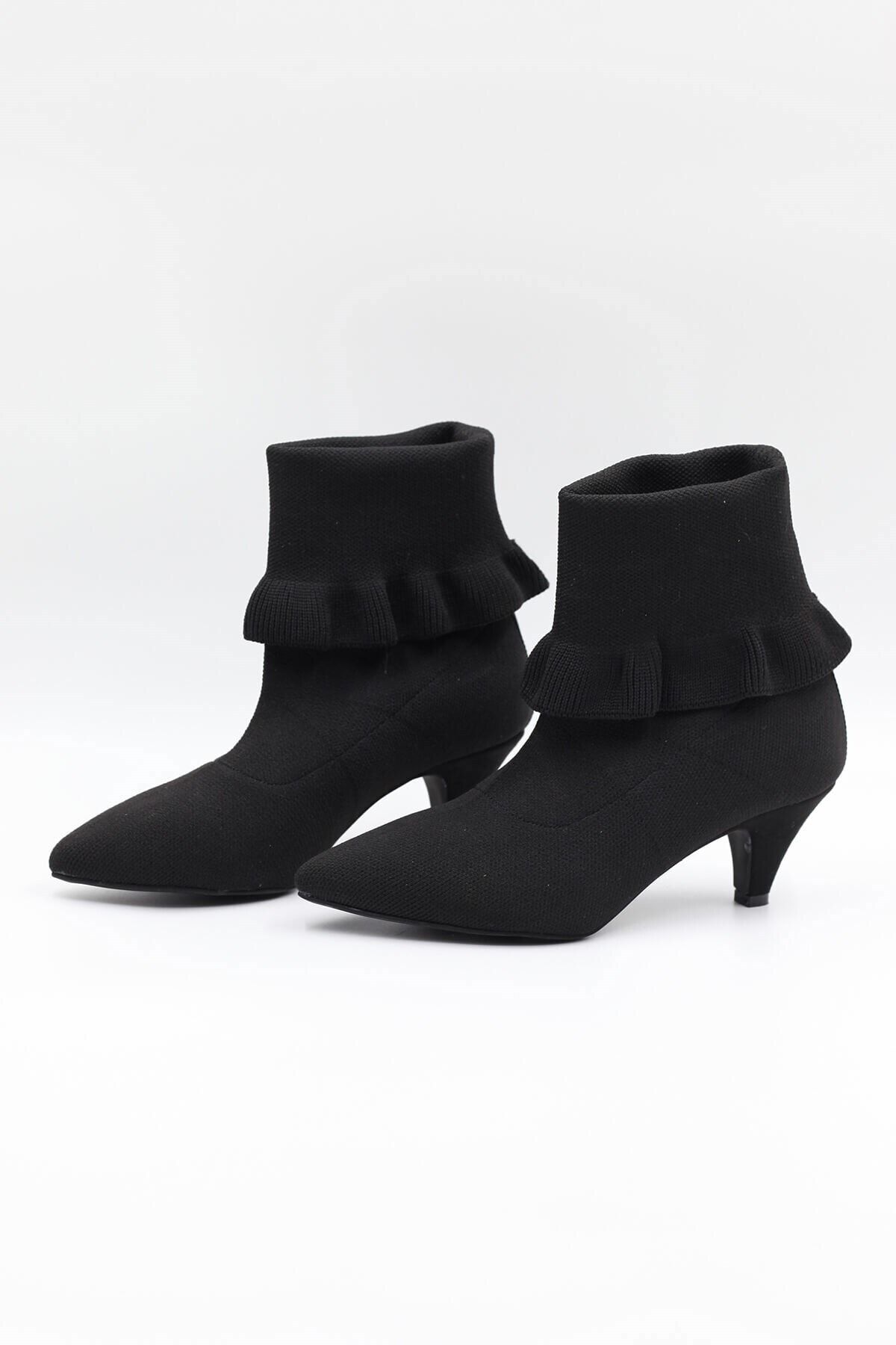 Tinka Bell Shoes 105 Kadın Bot Siyah Triko