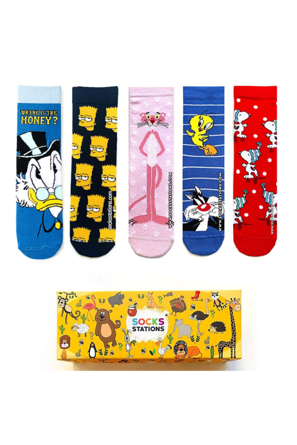 Socks Stations Unisex 5'li Tom Ve Panter Çorap Kutusu