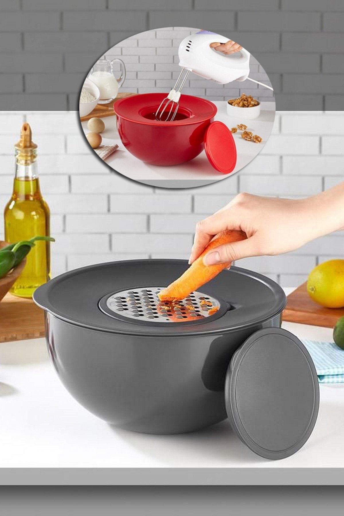 Queen’s Kitchen Kırılmaz 4 Fonksiyonlu Karıştırma&rendele&süz&sakla