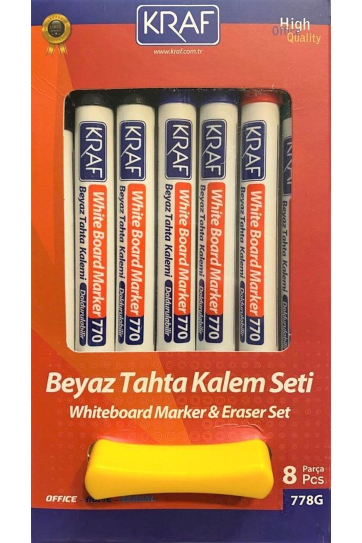 KRAF Beyaz Tahta Kalemi & Silgi Set 8 Li 778g