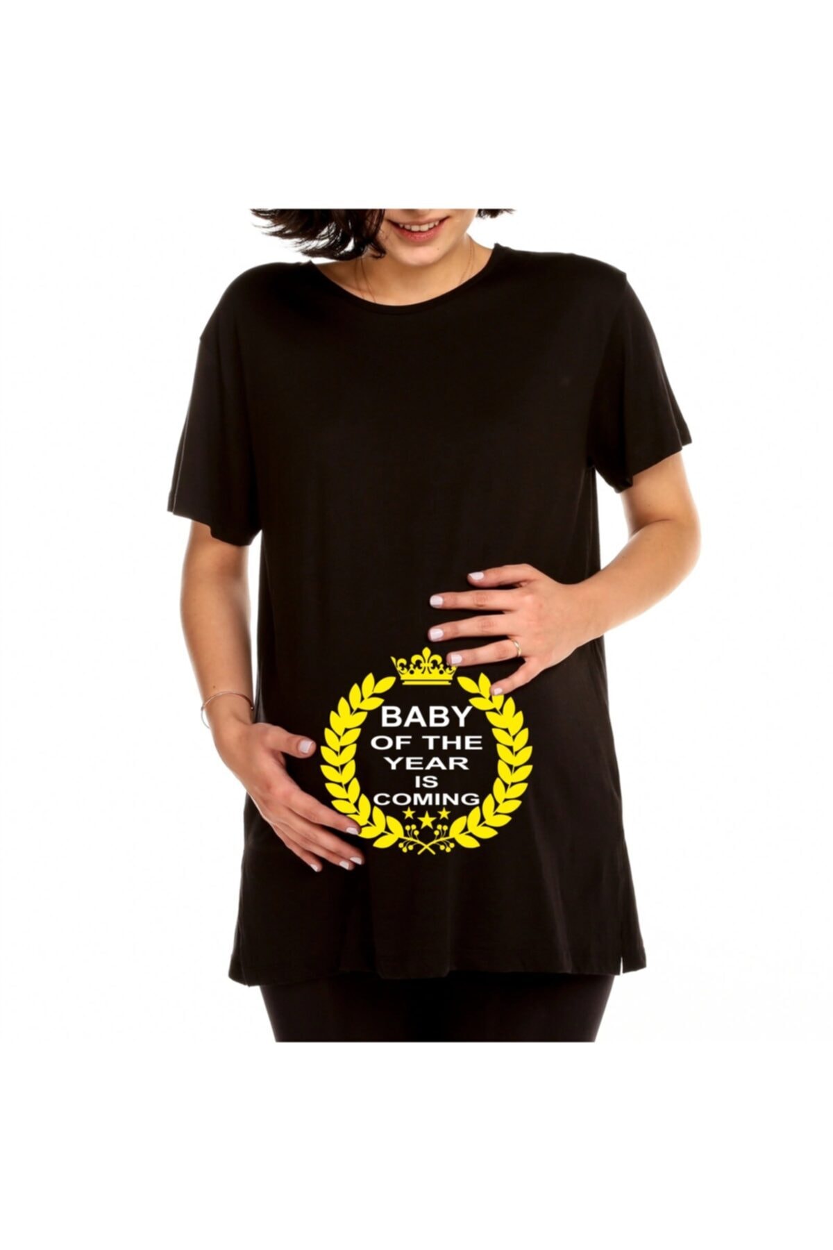 venüsdijital Baby Of The Year Is Coming Baskılı Hamile Tişörtü