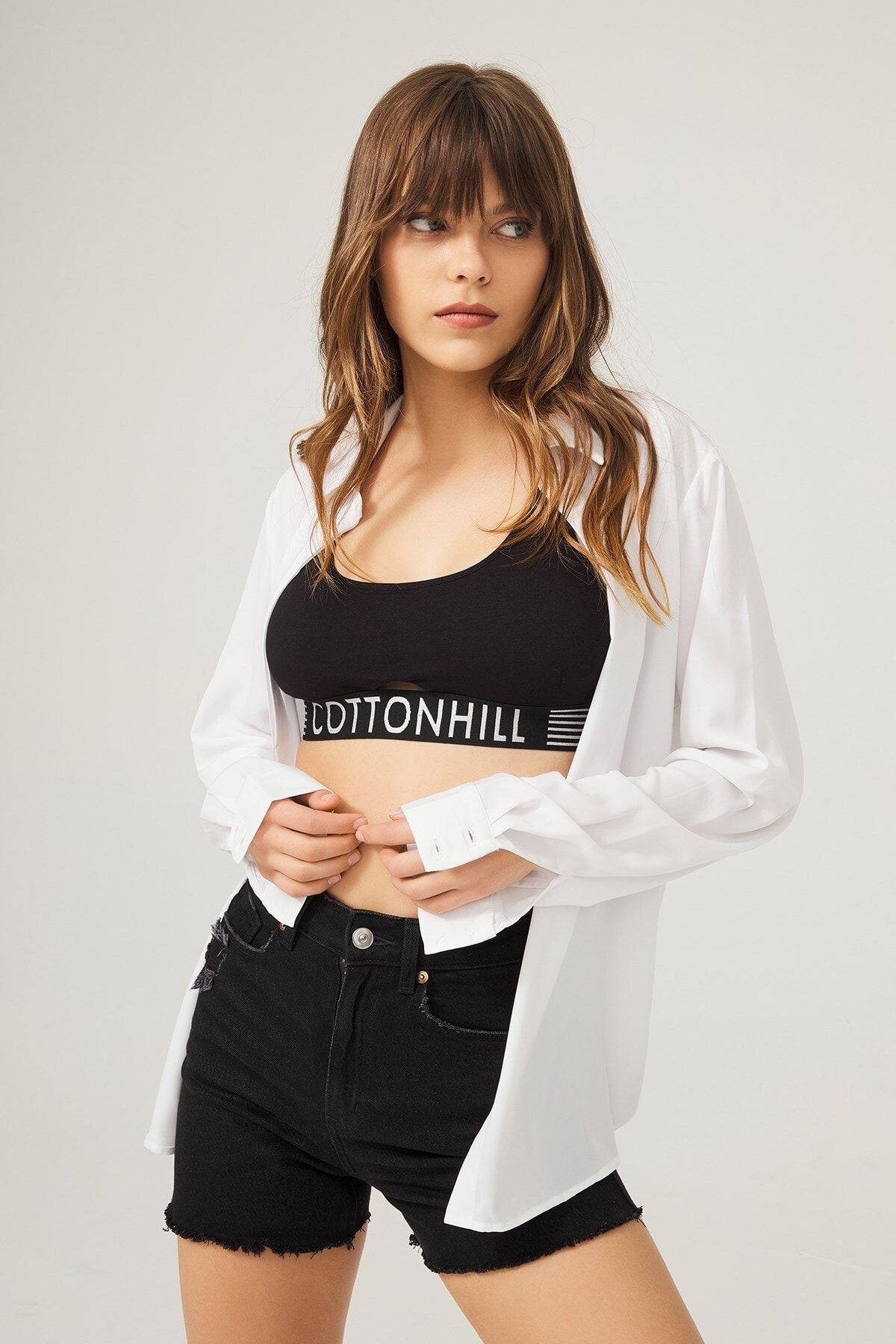 Cottonhill Kadın Siyah Sırtı Çapraz Ipli Spor Kaplı Balensiz Bralet Sütyen