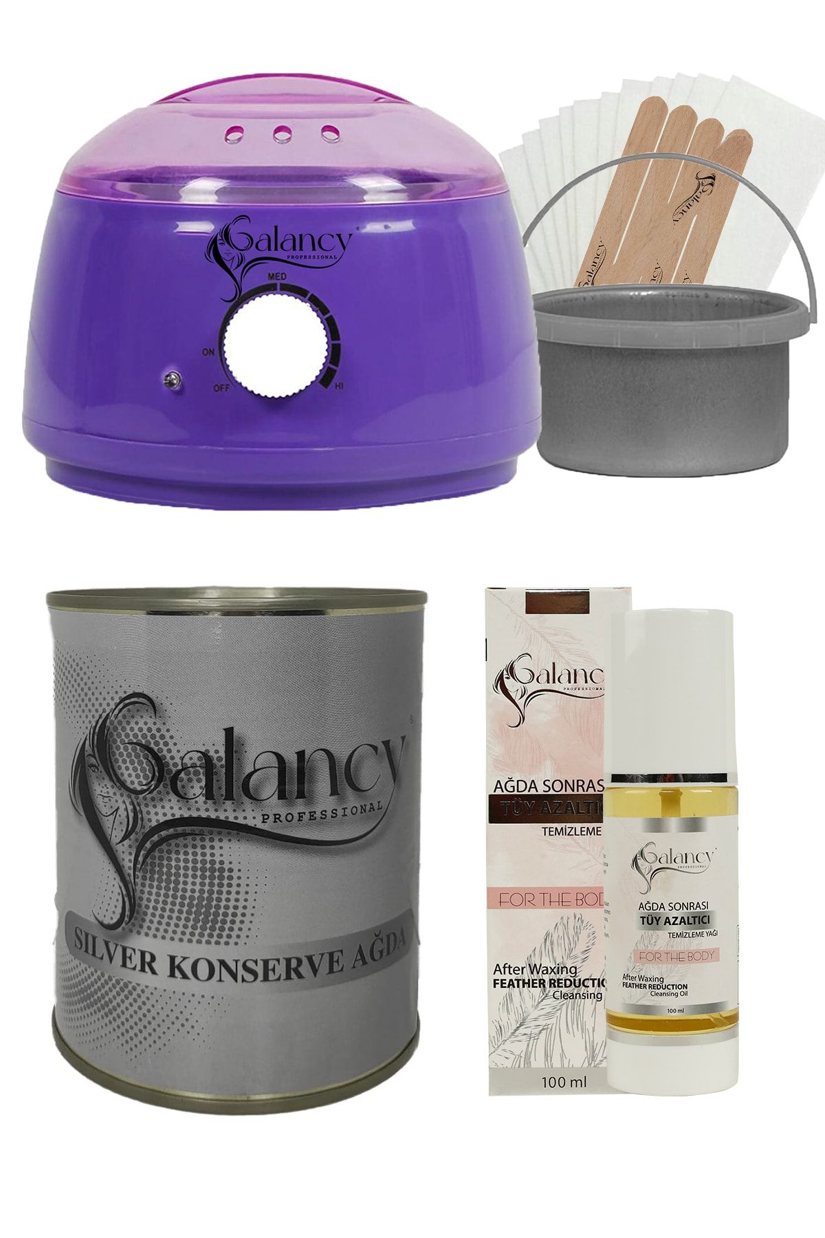 Galancy Yüz Hassas Bölge Konserve Ağda 800gr +ağda Makine +yedek Cezve +ağda Bezi +spatula +yağ