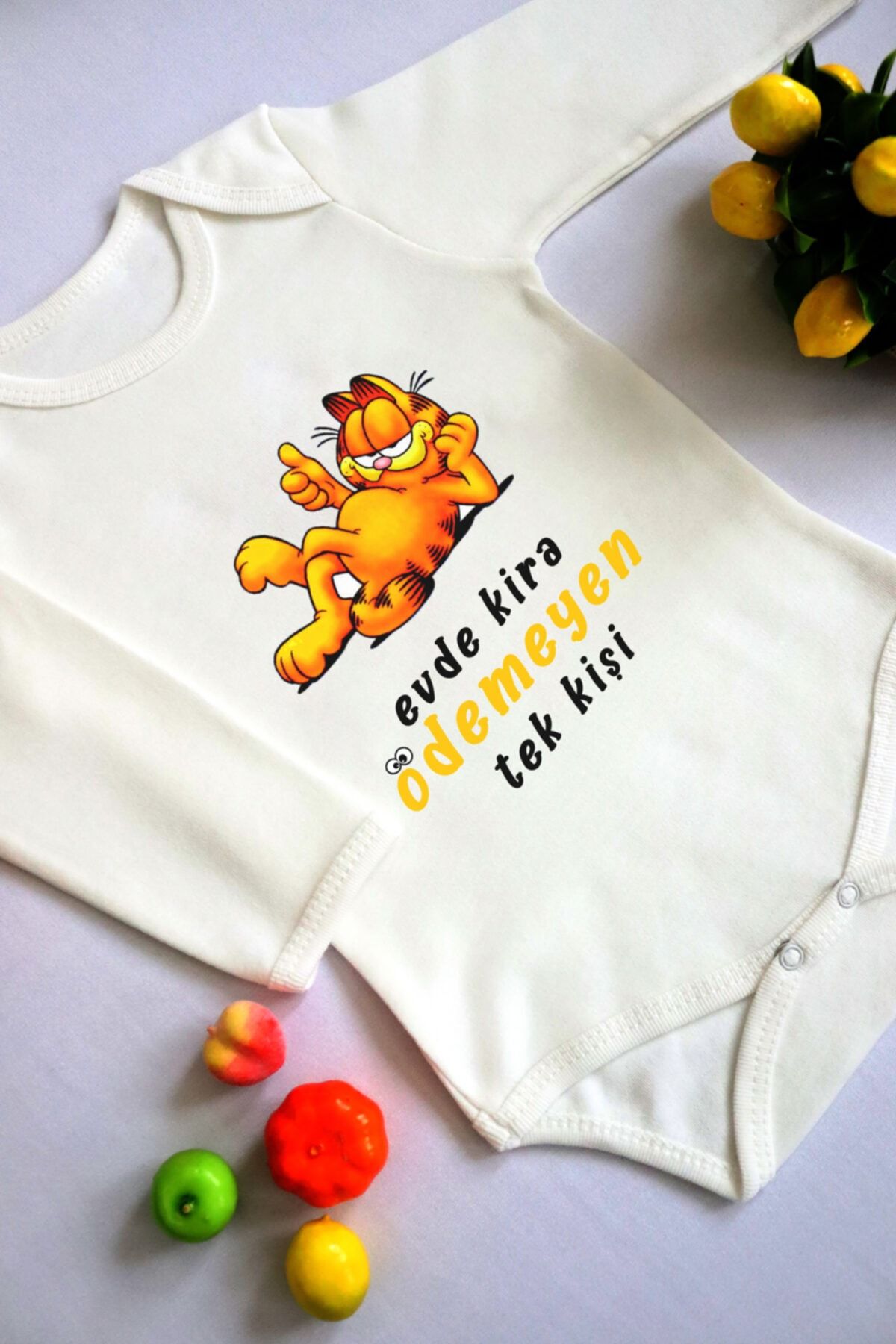 TILSIM STORE Unisex Bebek Evde Kira Ödemeyen Tek Kişi Baskılı Body Zıbın