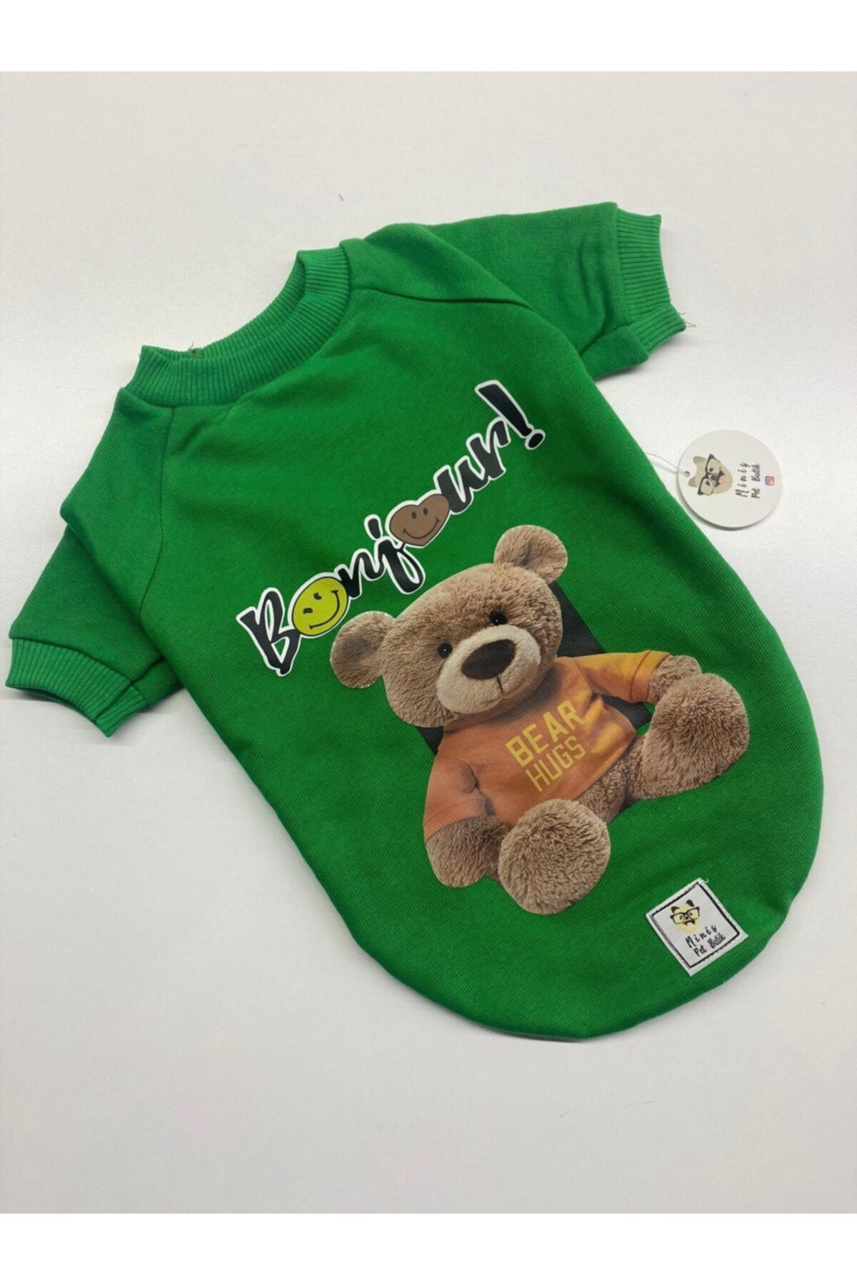 MİNİŞ PET BUTİK Bonjour Ayıcık Baskılı Sweatshırt