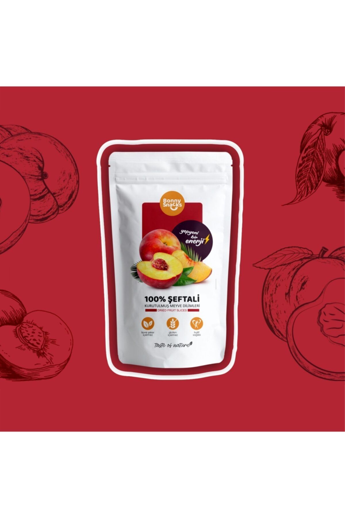 Bonny Snacks Diyet Market Kurutulmuş Şeftali Dilimleri 25gr