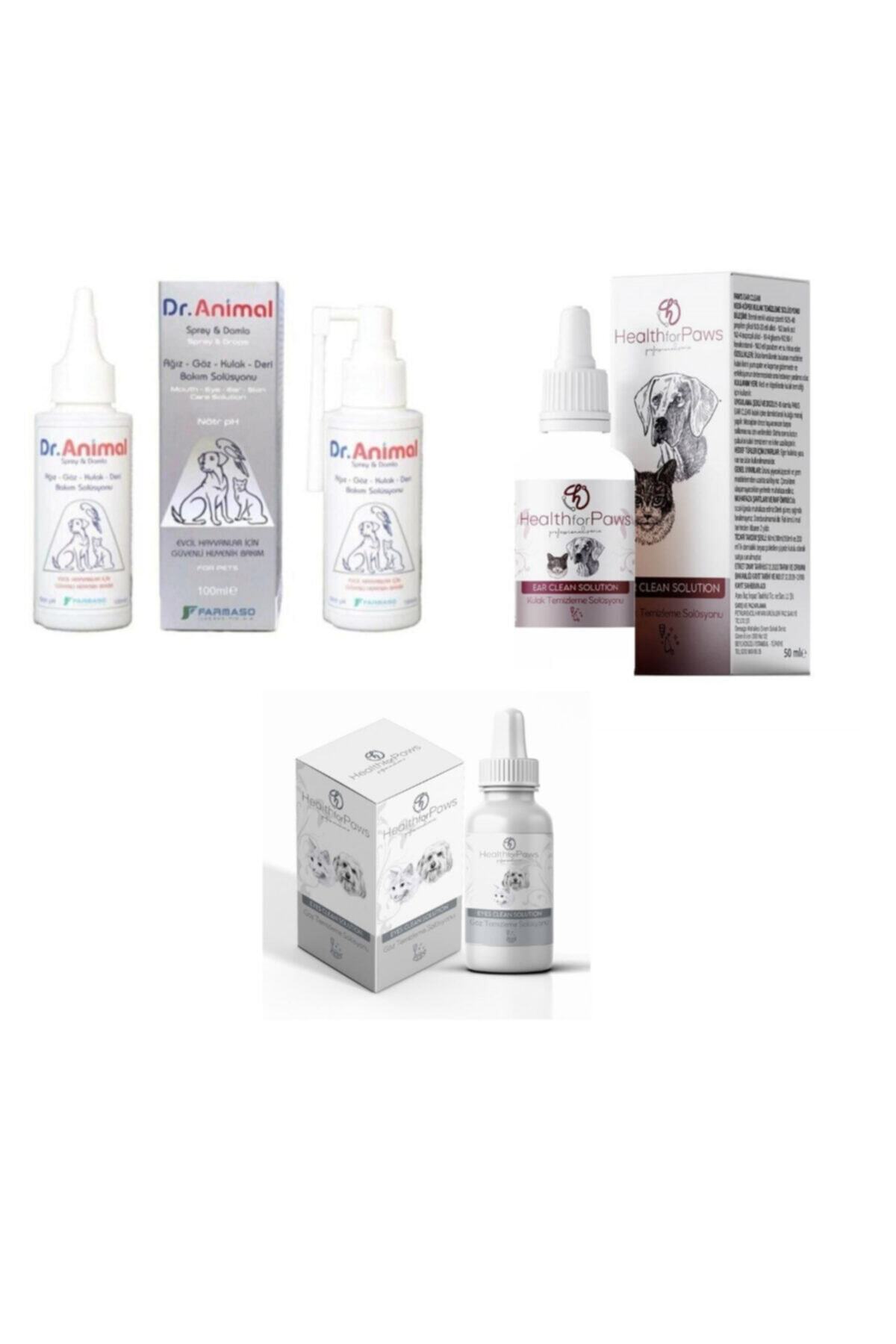 HEALTH FOR PAWS Kedi Köpek Temizlik Ve Bakım Seti 100 Ml Dr Animal 50 Ml Hfp Göz 50 Ml Hfp Kulak Temizleme Solüsyon