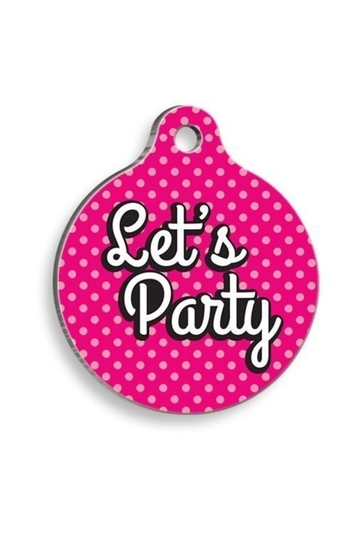 altın pati Let's Party Pembe Yuvarlak Kedi Ve Köpek Künyesi