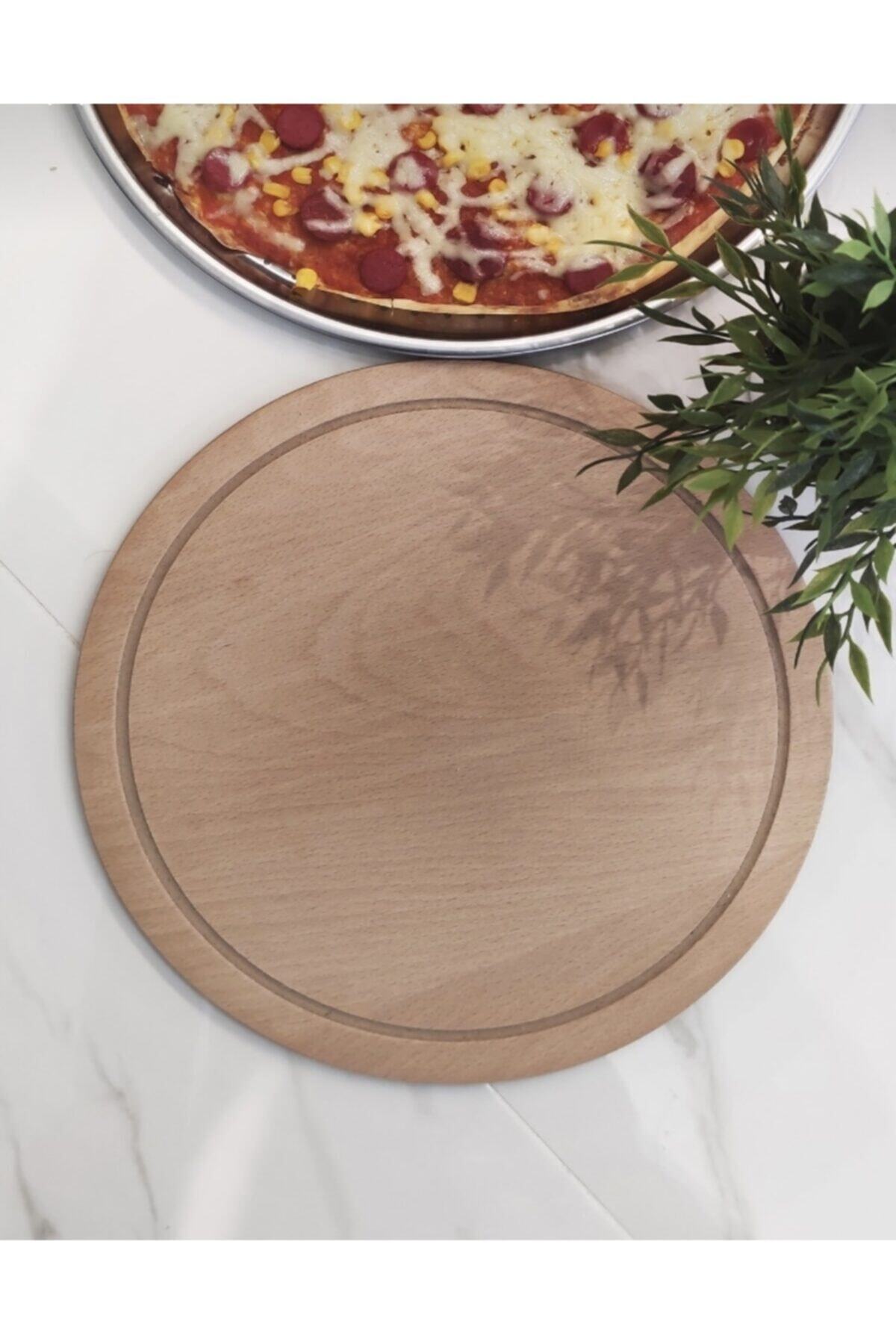 M&S wood Ahşap Pizza Tahtası Tabağı 26 Cm