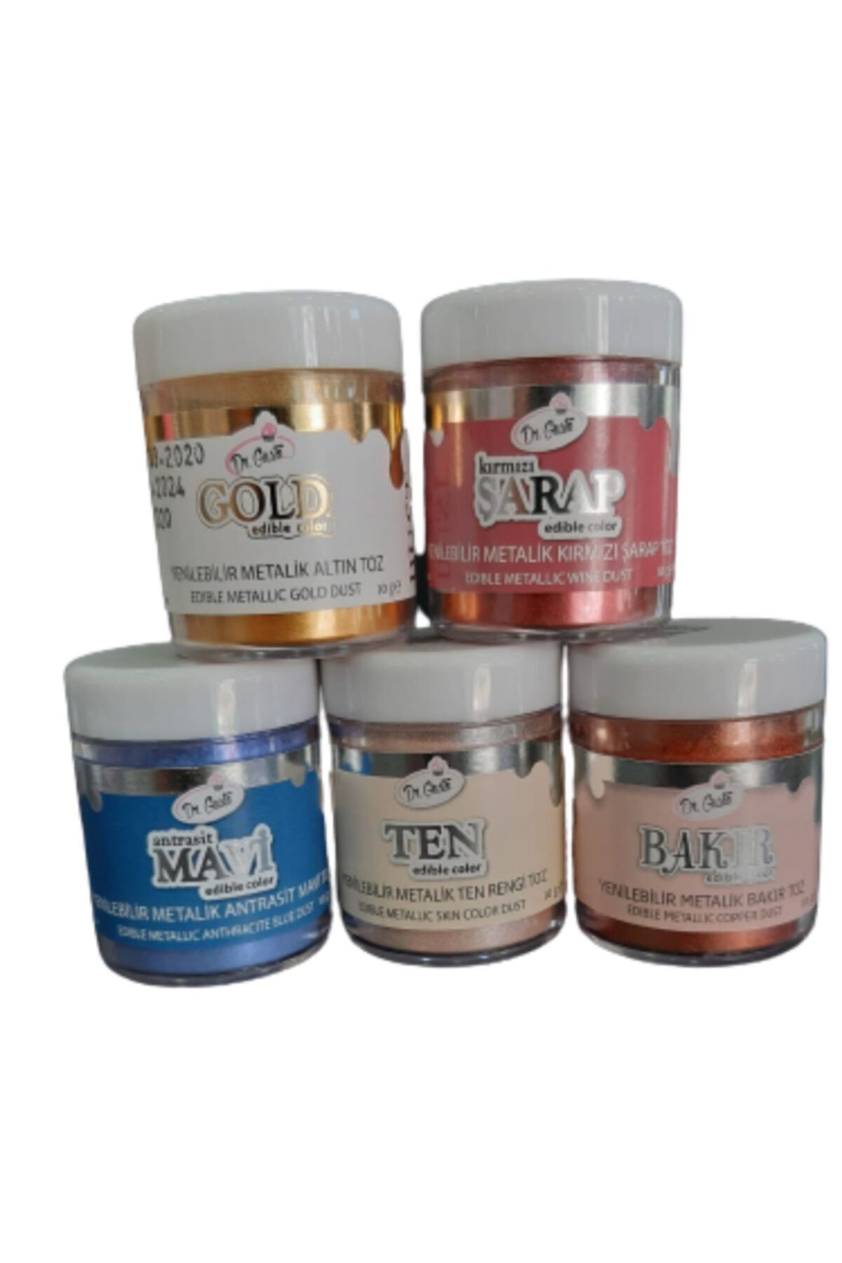 Dr. Gusto Dr Gusto 5 Li Set Gold /ten Rengi /mavi/ Kırmızı Şarap /bakır Yenilebilir Metalik Boya 10gr